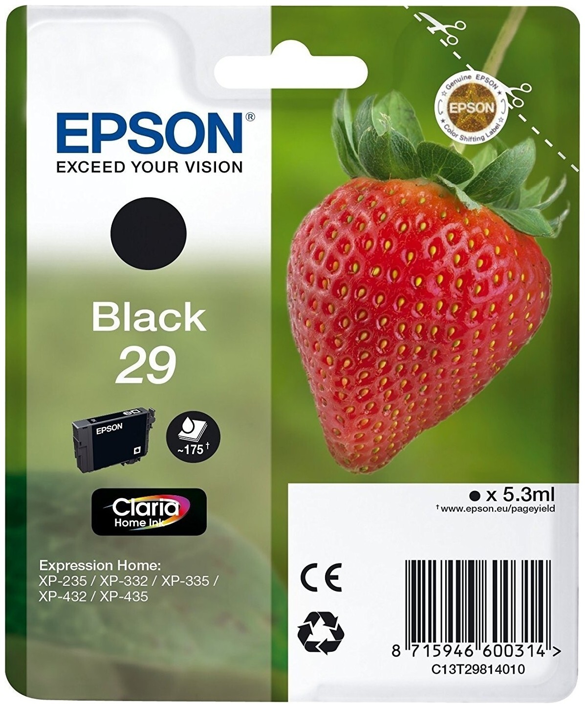 Image of Epson Tintenpatrone schwarz Xp-235/335/435