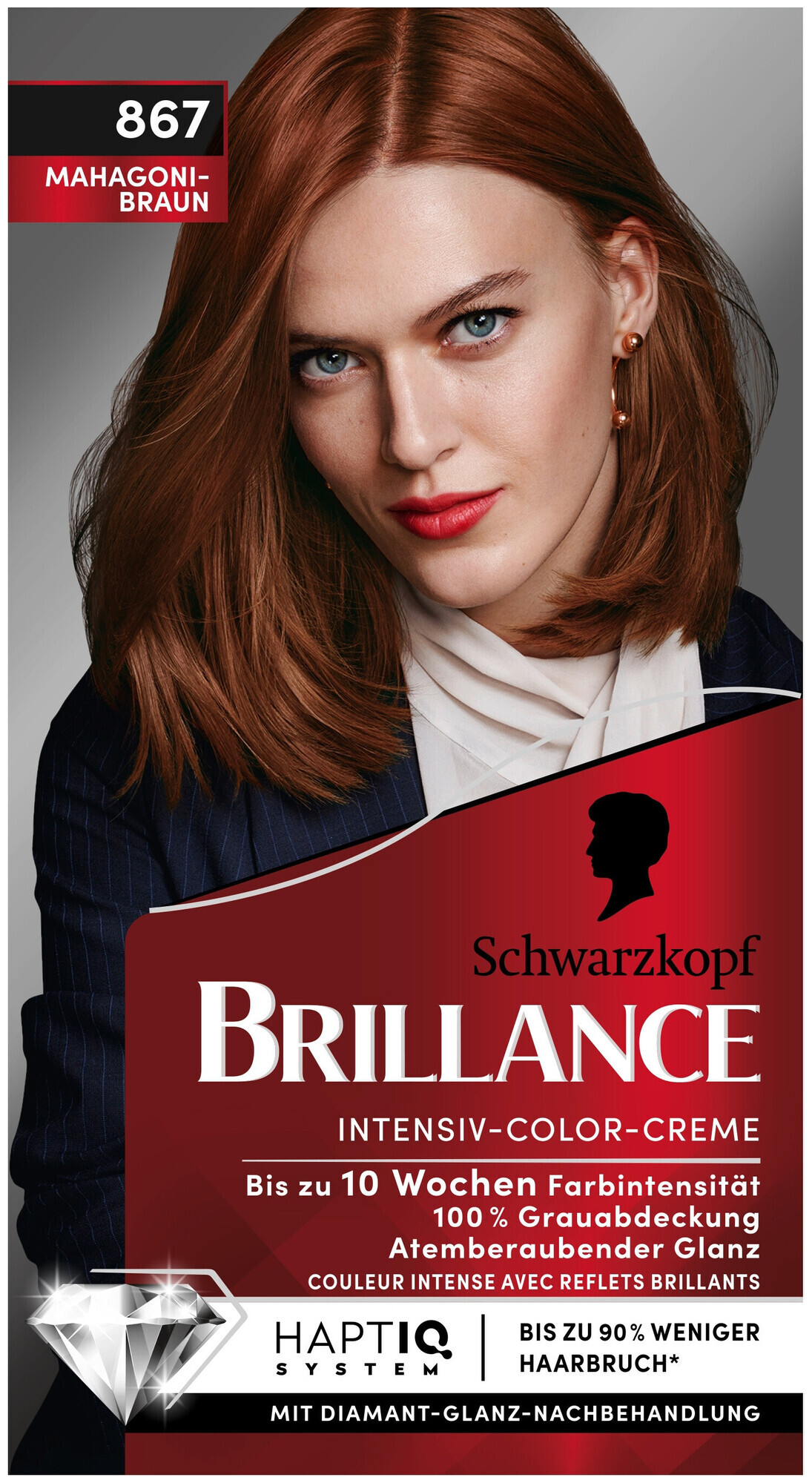 Image of Schwarzkopf Brillance Intensiv-Color-Creme 867 Mahagonibraun 160 ml