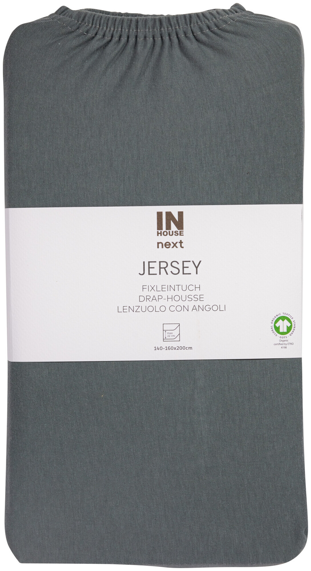 Image of Inhouse Fixleintuch Gots Jersey 160x200 grau