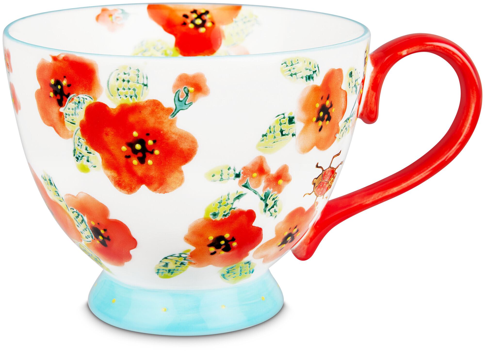 Image of Tasse handbemalt Blume rot 400ml