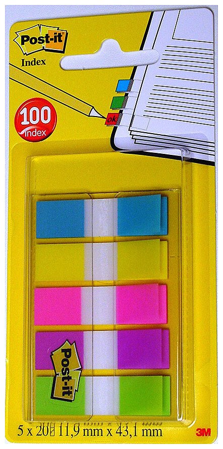 Post-it 6835Cb Index Mini assortiert 119 x 432 mm 5 x 20 Haftstreifen