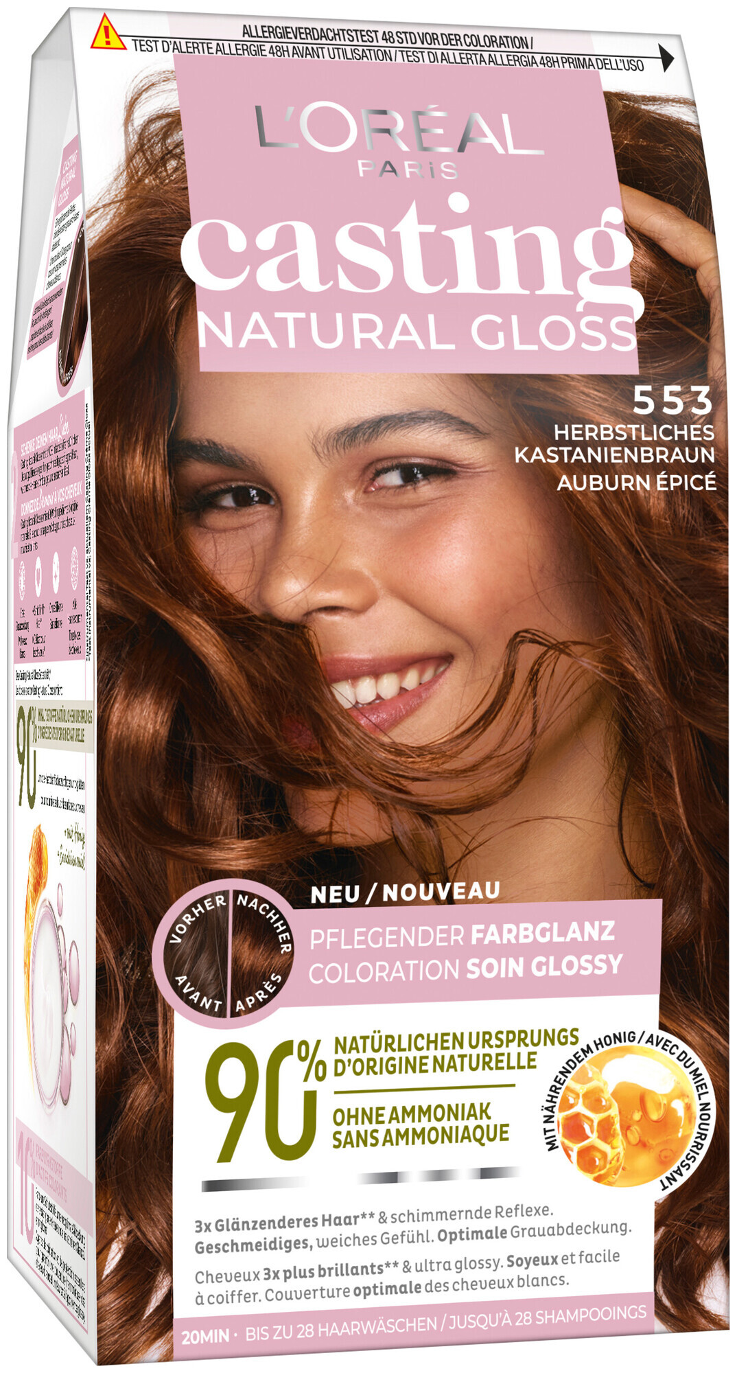 Image of Casting Creme Gloss L'Oréal Paris Casting Natural Gloss pflegende Intensivtönung 553 Herbstliches Kastanienbraun