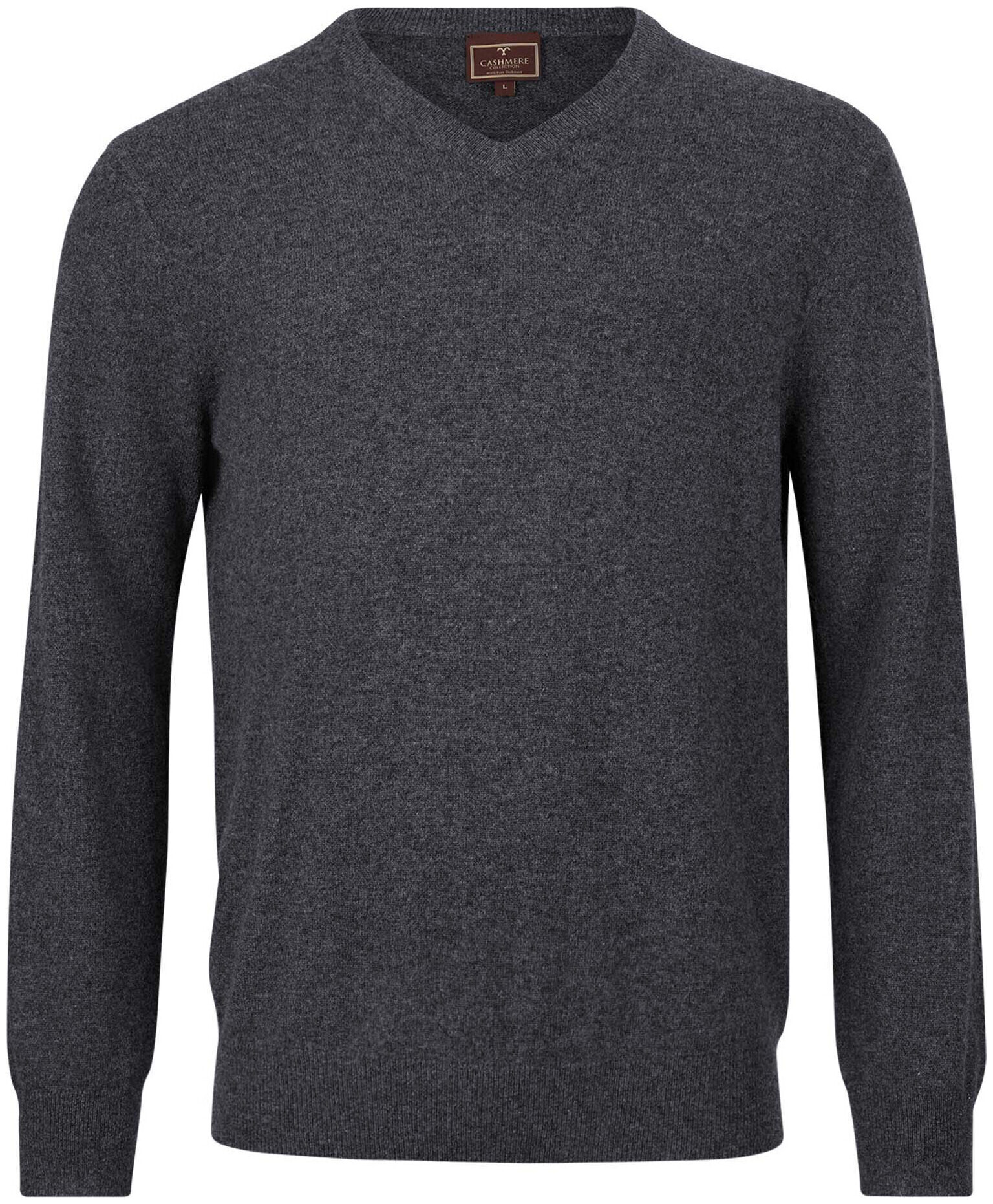 Image of Cashmere Herren V-Ausschnitt Pullover anthrazit L