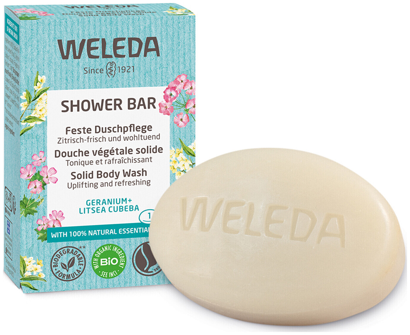 Image of Weleda Feste Duschpflege Geranium + Litsea Cubeba