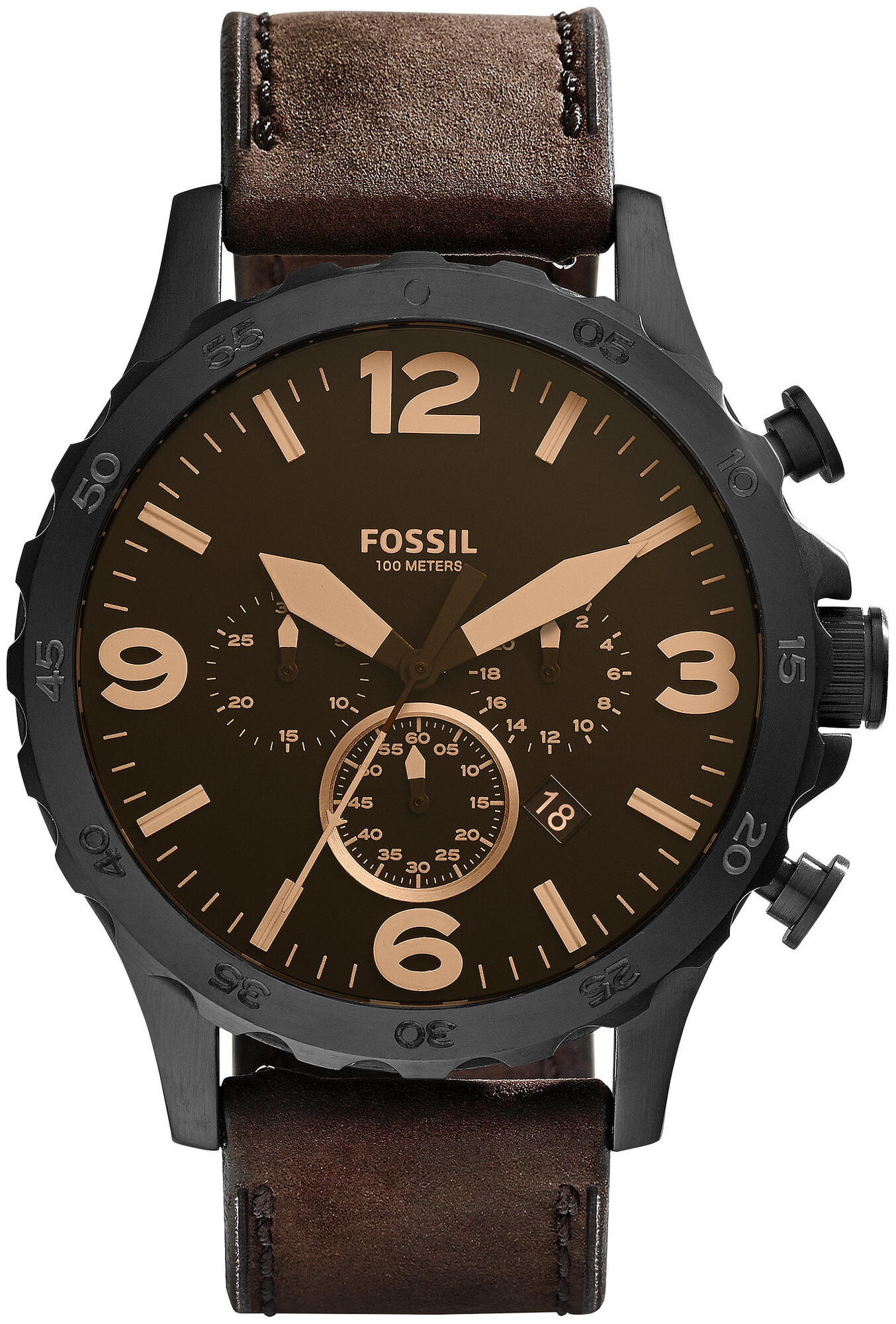 Fossil Herrenuhr Nate Leder Braun