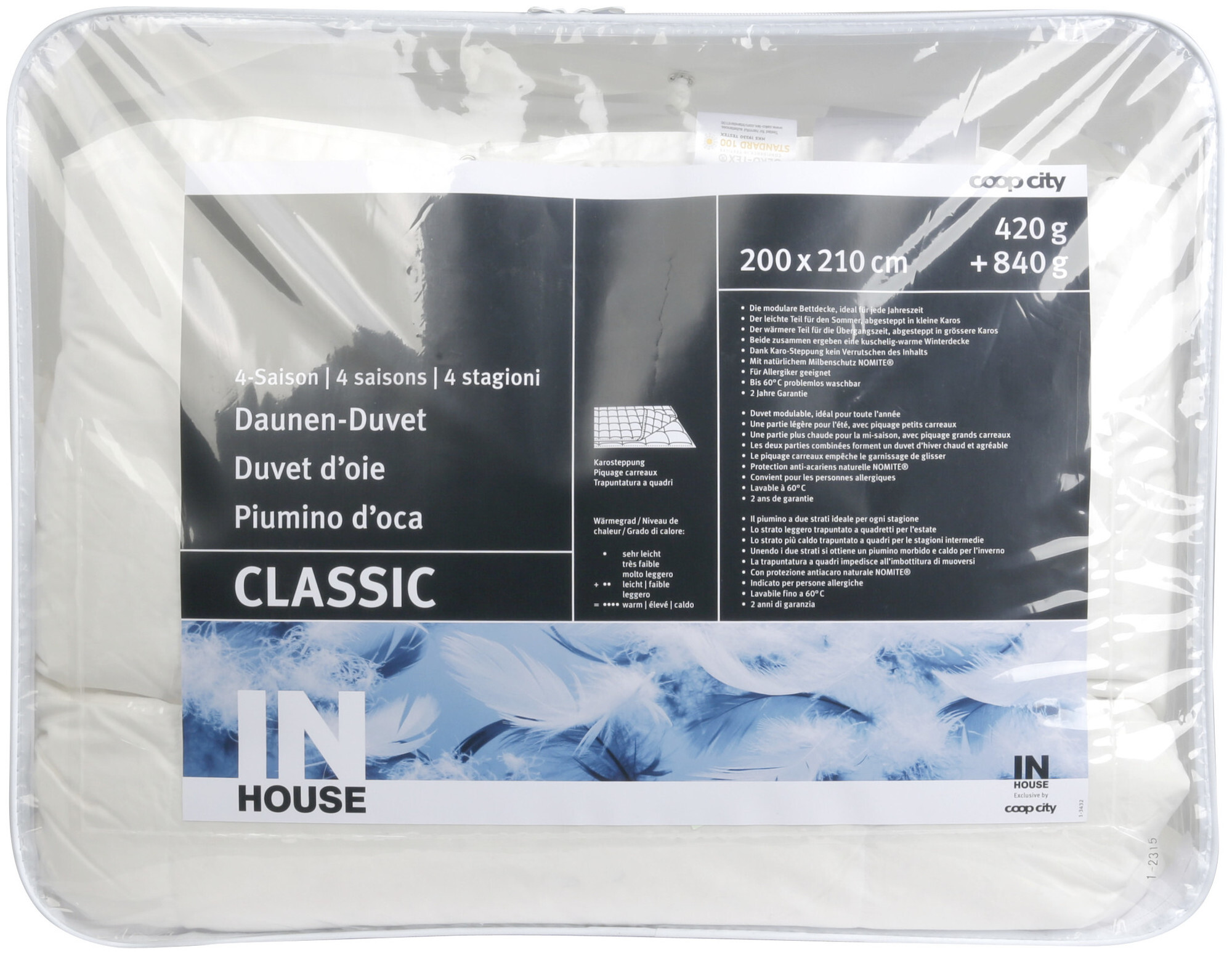 Image of Inhouse Duvet Classic 4-Saison 200x210cm