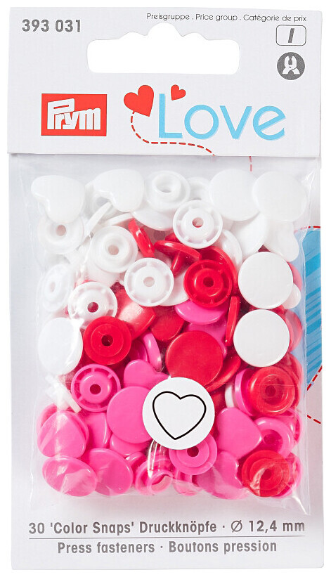 Prym Love Druckknopf Color Snaps Herz rottöne 12.4 mm 30 Stk.