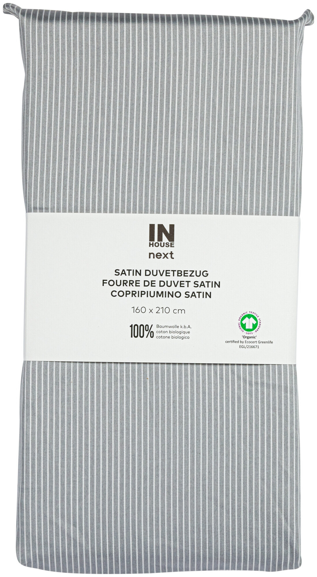 Image of Inhouse Duvet Gots Satin 160x210 Minimo silber