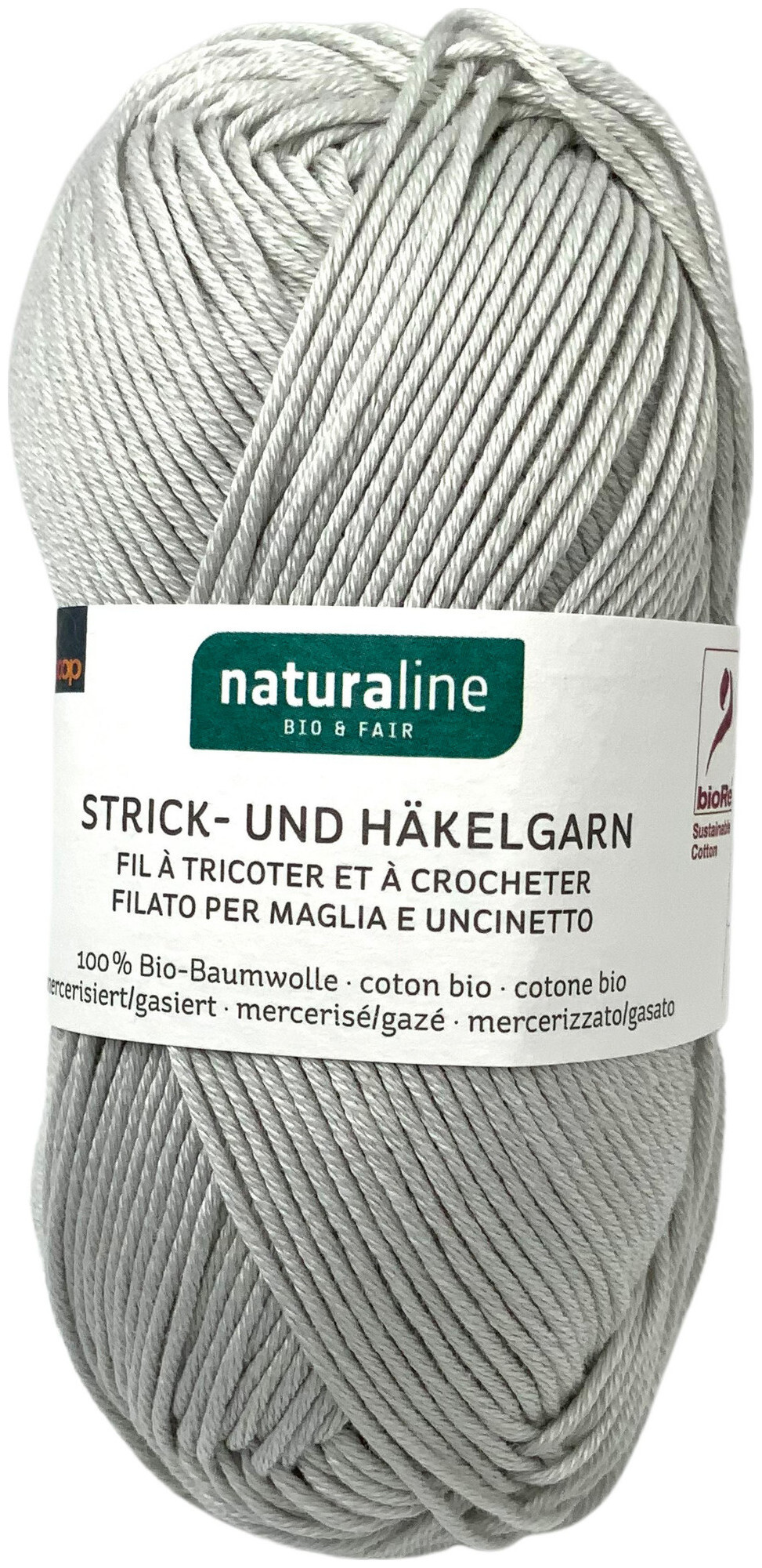 Naturaline Textil Coop Bio Naturaline 328 Handstrickgarn 100% Baumwolle merc. hellgrau 50g