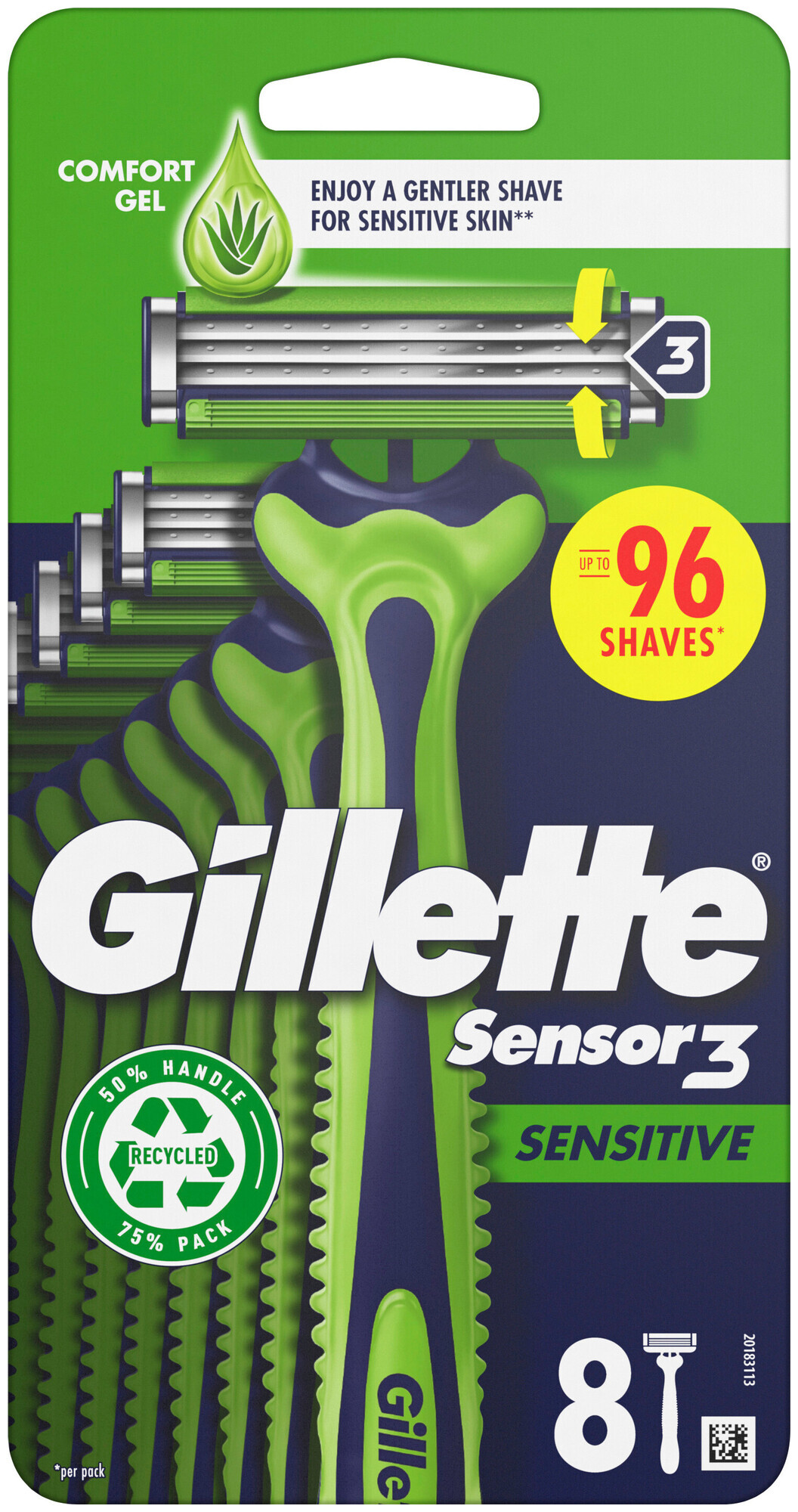 Image of Gillette Einweg Rasierer Sensor3 Sensitive 8er SRP