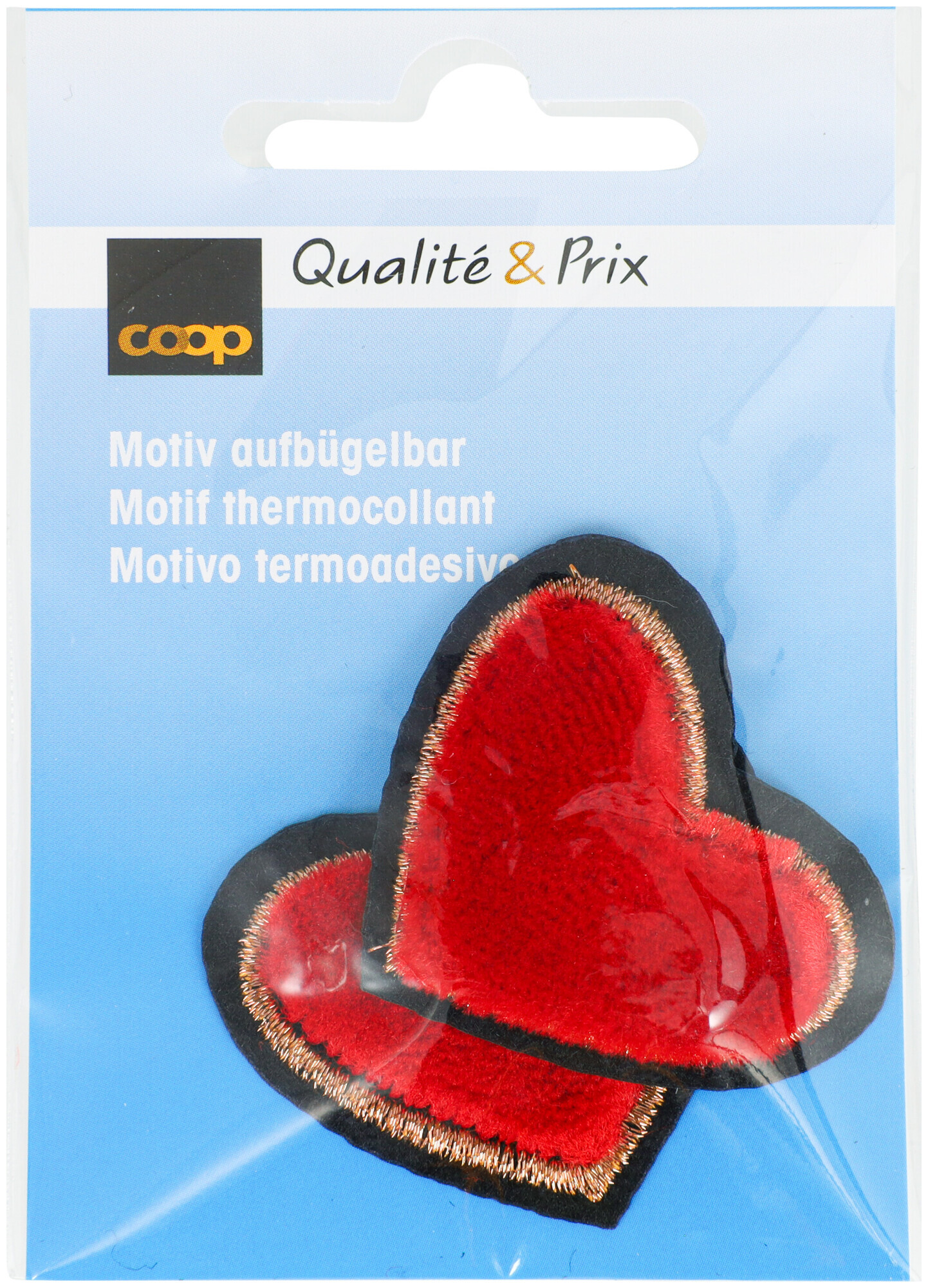 Image of Coop Applikation zwei Herzen flauschig rot