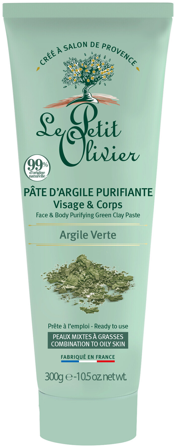 Image of Le Petit Olivier Reinigende Tonerdepaste - Grüne Tonerde Gesicht & Körper - Mischhaut bis fettige Haut 300g