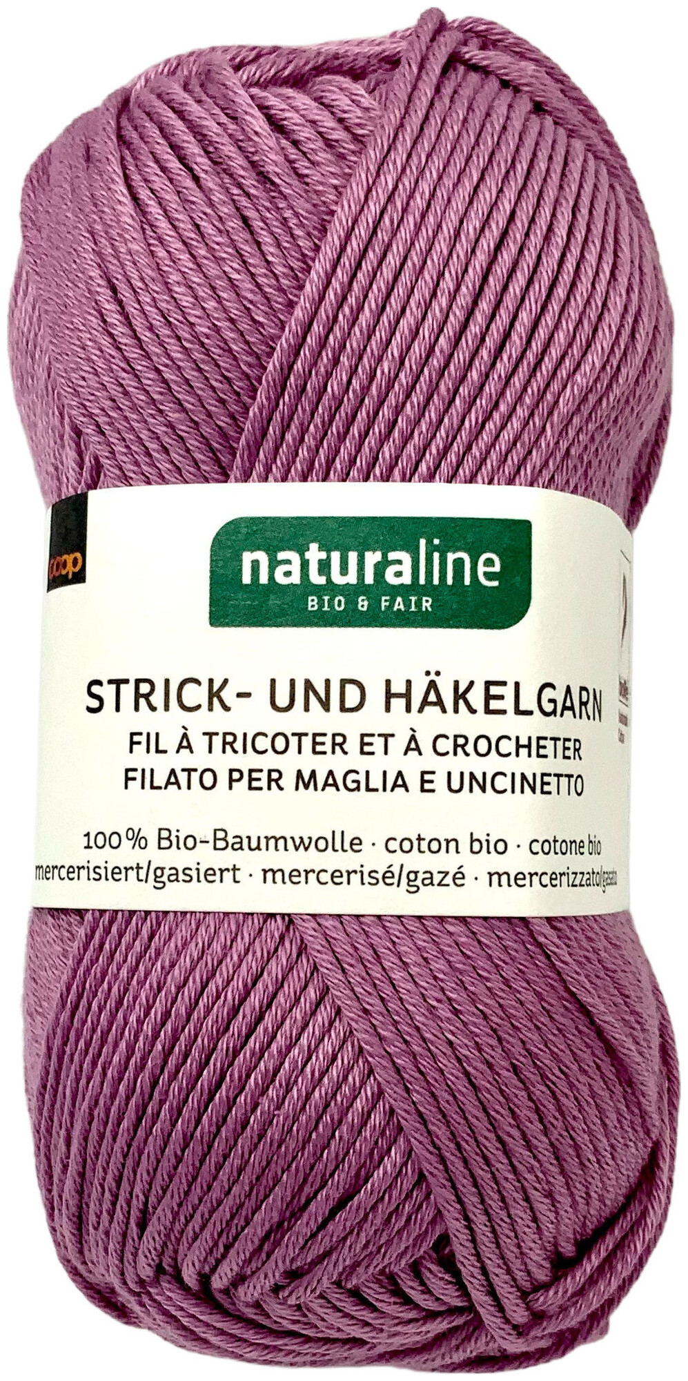 Naturaline Textil Coop Bio Naturaline 330 Fil à tricoter 100% Coton merc. mauve 50g