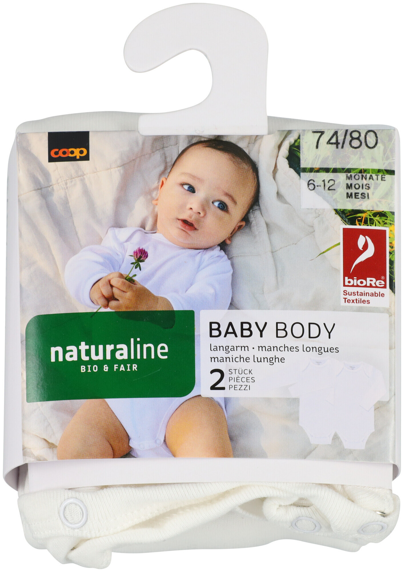 Image of Naturaline Textil Baby Langarmbody uni weiss 56