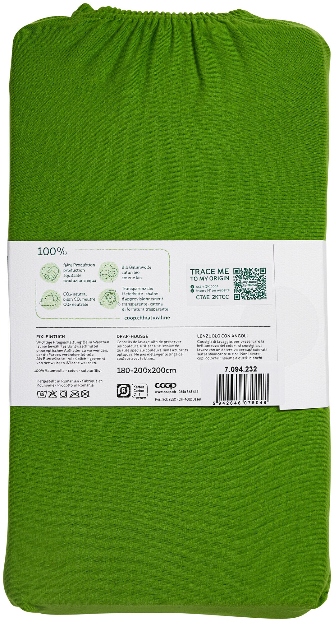 Image of Naturaline Textil Bio Fixl. Jersey 180x200 kiwi