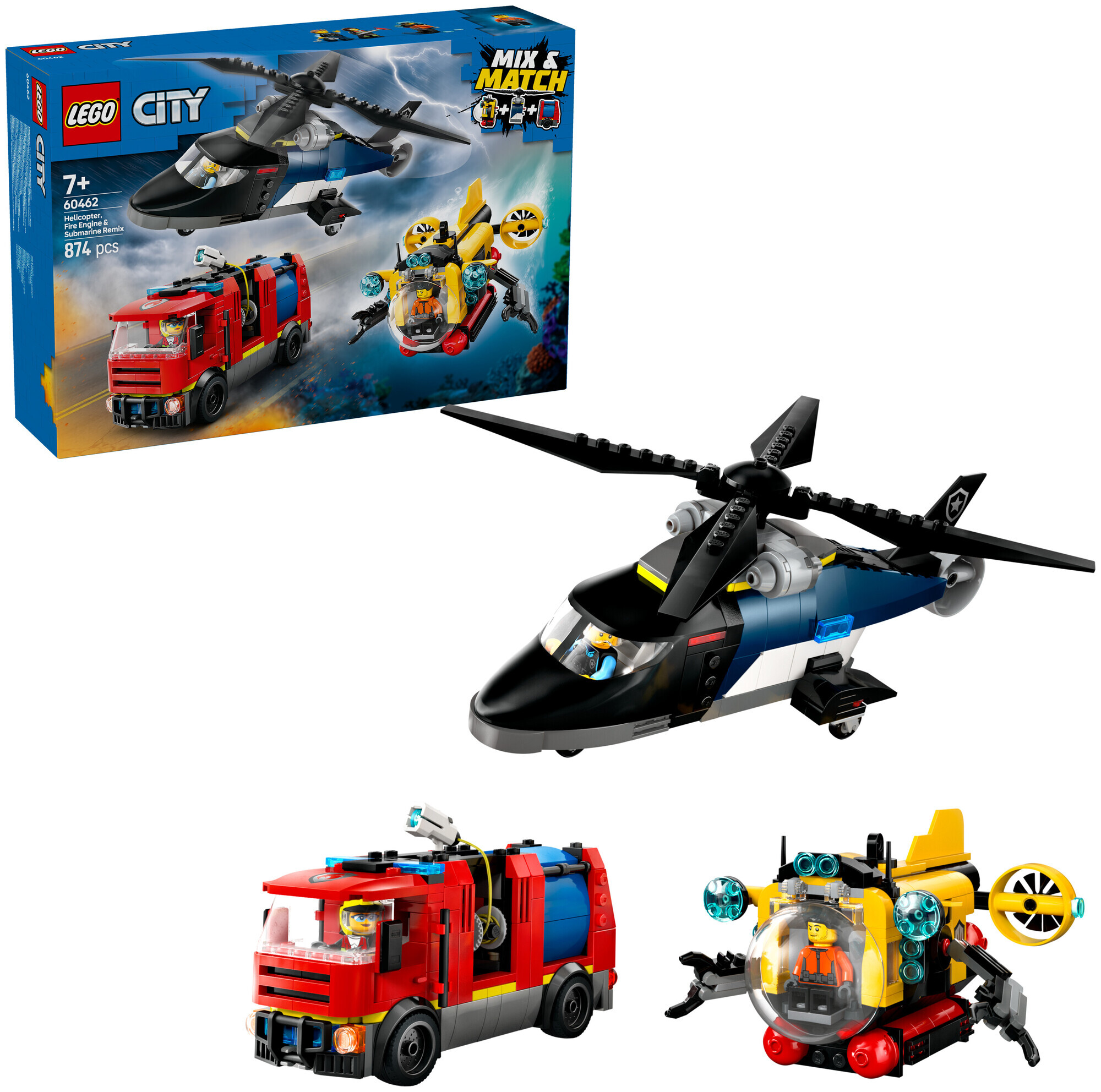 Lego City Lego City 60462 Kombinationsset mit Hubschrauber, Löschauto und U-Boot 7+ Jahre