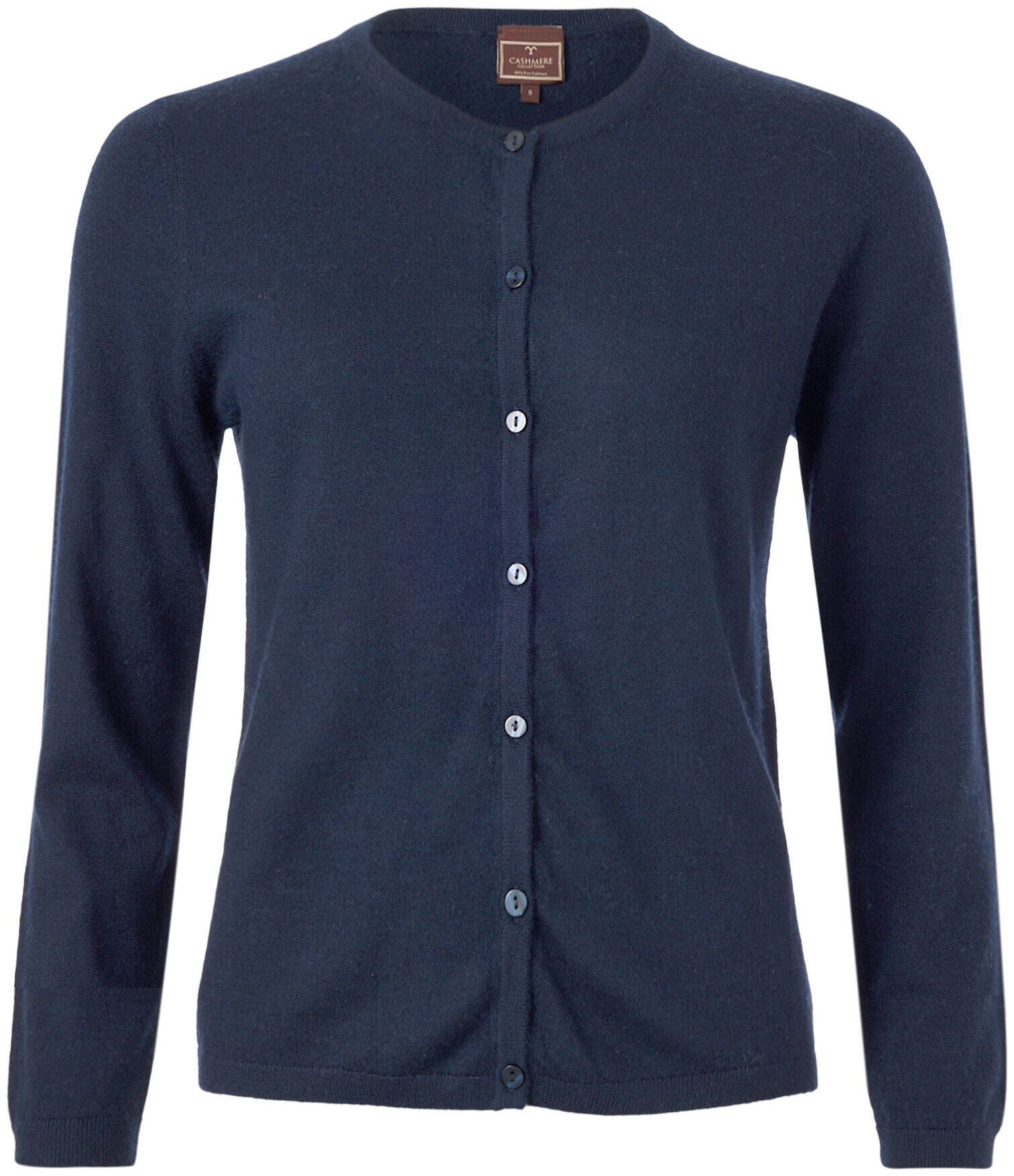 Cashmere Dames Cardigan en cachemire col rond navy S