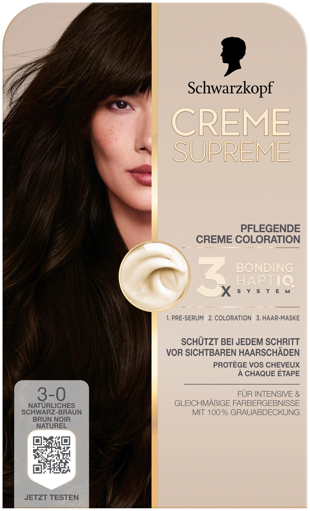 Schwarzkopf Creme Supreme Coloration 3-0 Natürliches Schwarz-Braun