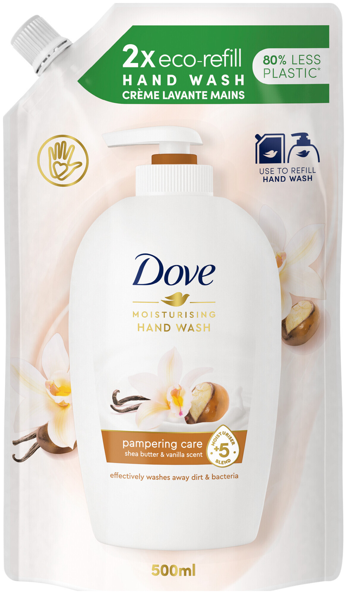 Image of Dove Hand-Waschlotion Shea Butter mit Vanilleduft Nachfüllbeutel 500ml