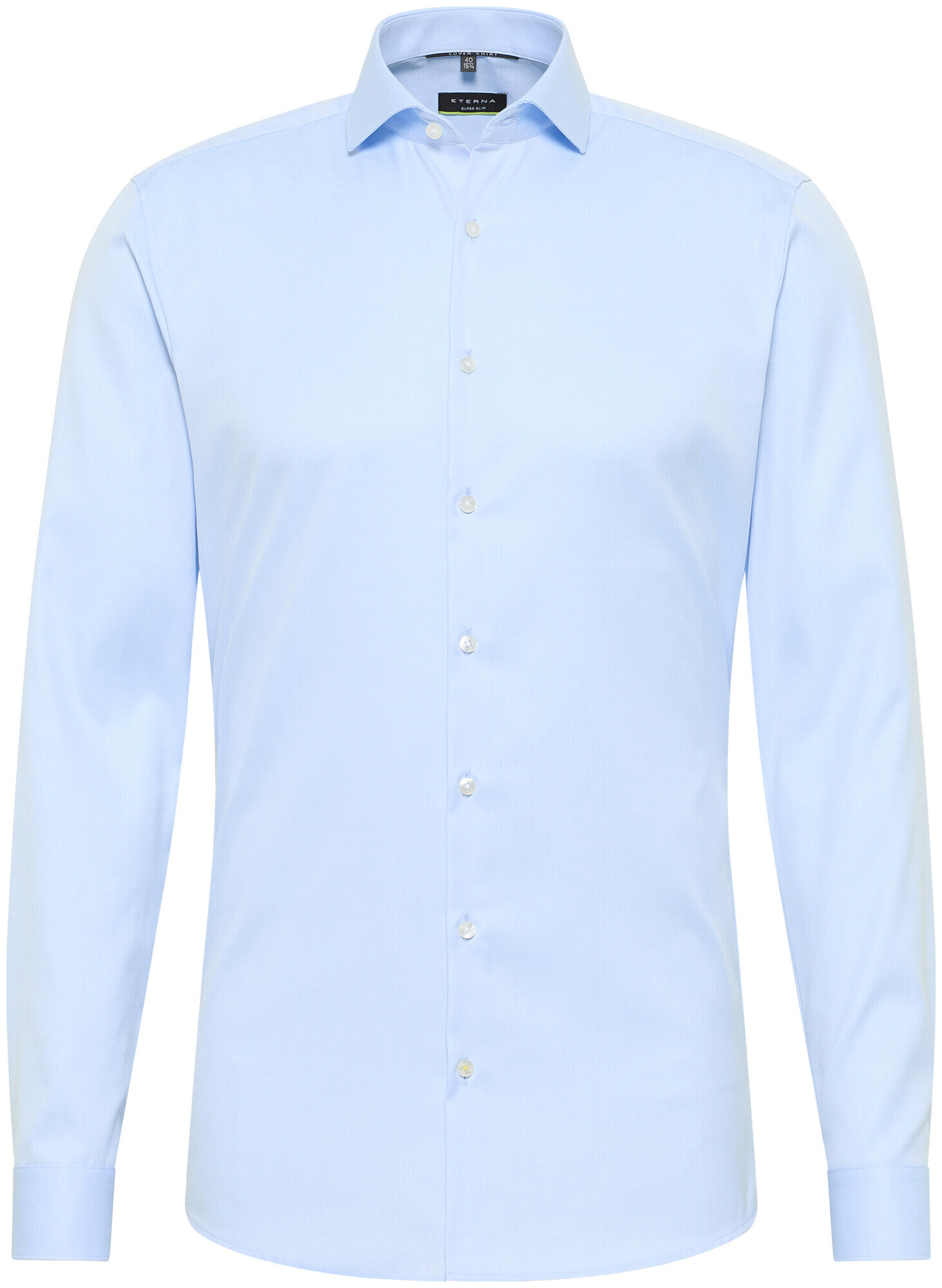Eterna Langarm Super Slim Fit Twill blau unifarben
