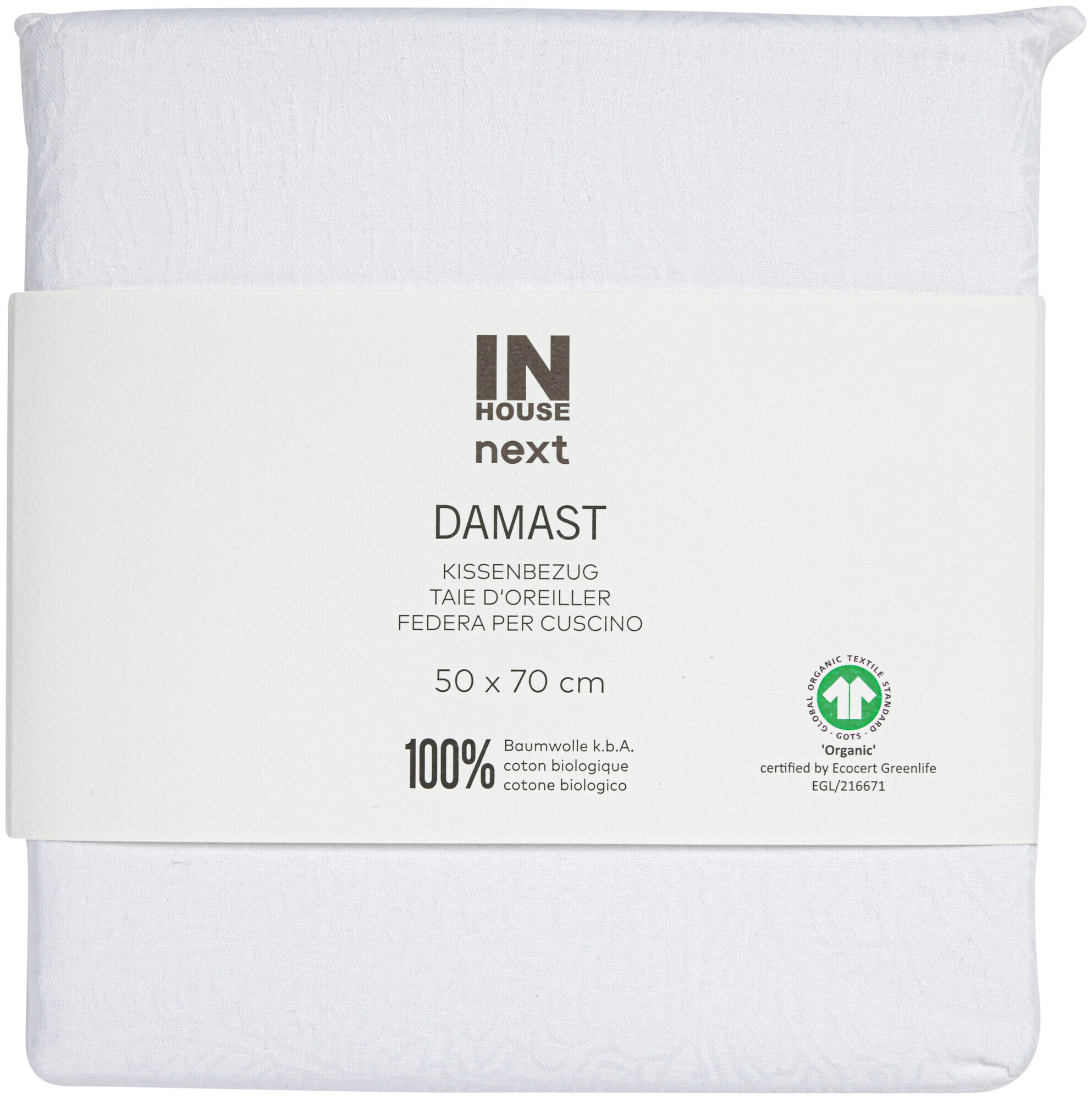 Image of Inhouse Kissen Gots Satin 50x70 Paisley weiss