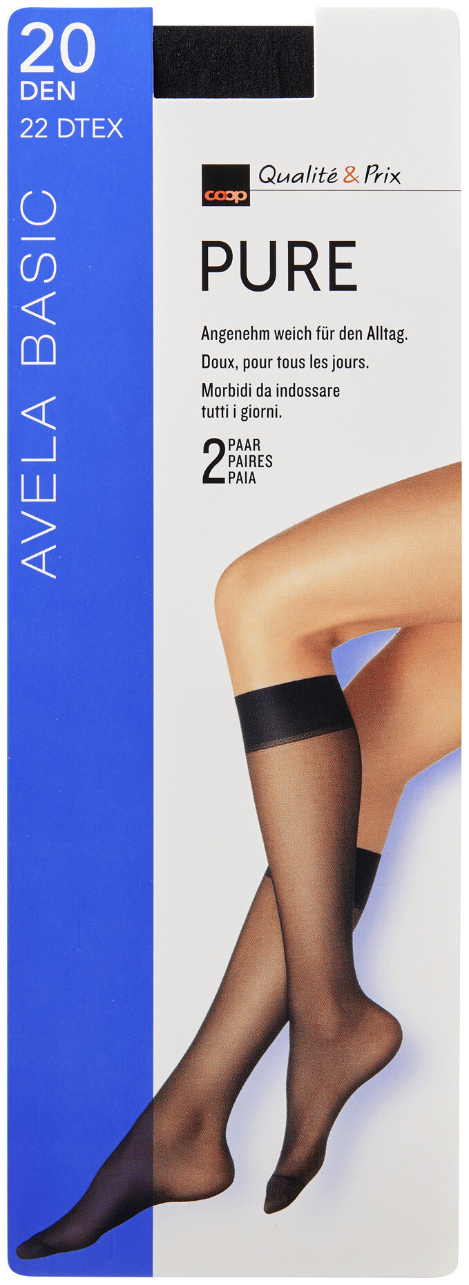 Image of Avela Kniestrumpf Pure Noir One Size