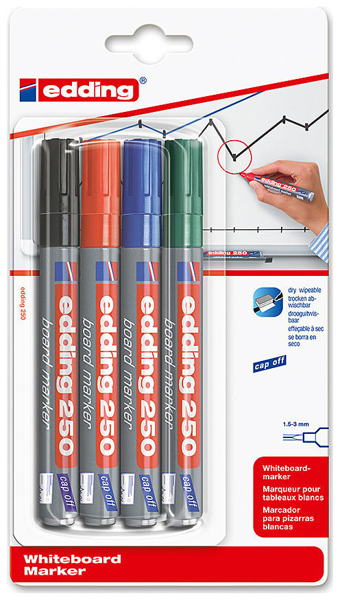 Image of Edding Whiteboard Marker 250 assortiert 4 Stück