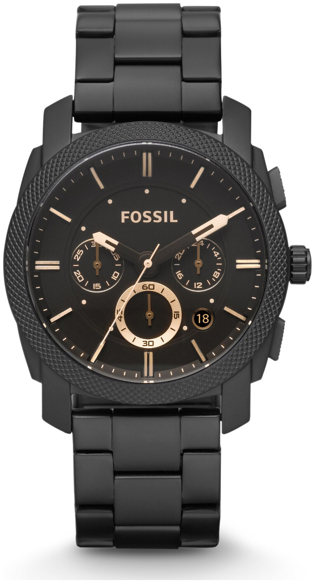 Fossil Herrenuhr Machine Edelstahl Schwarz
