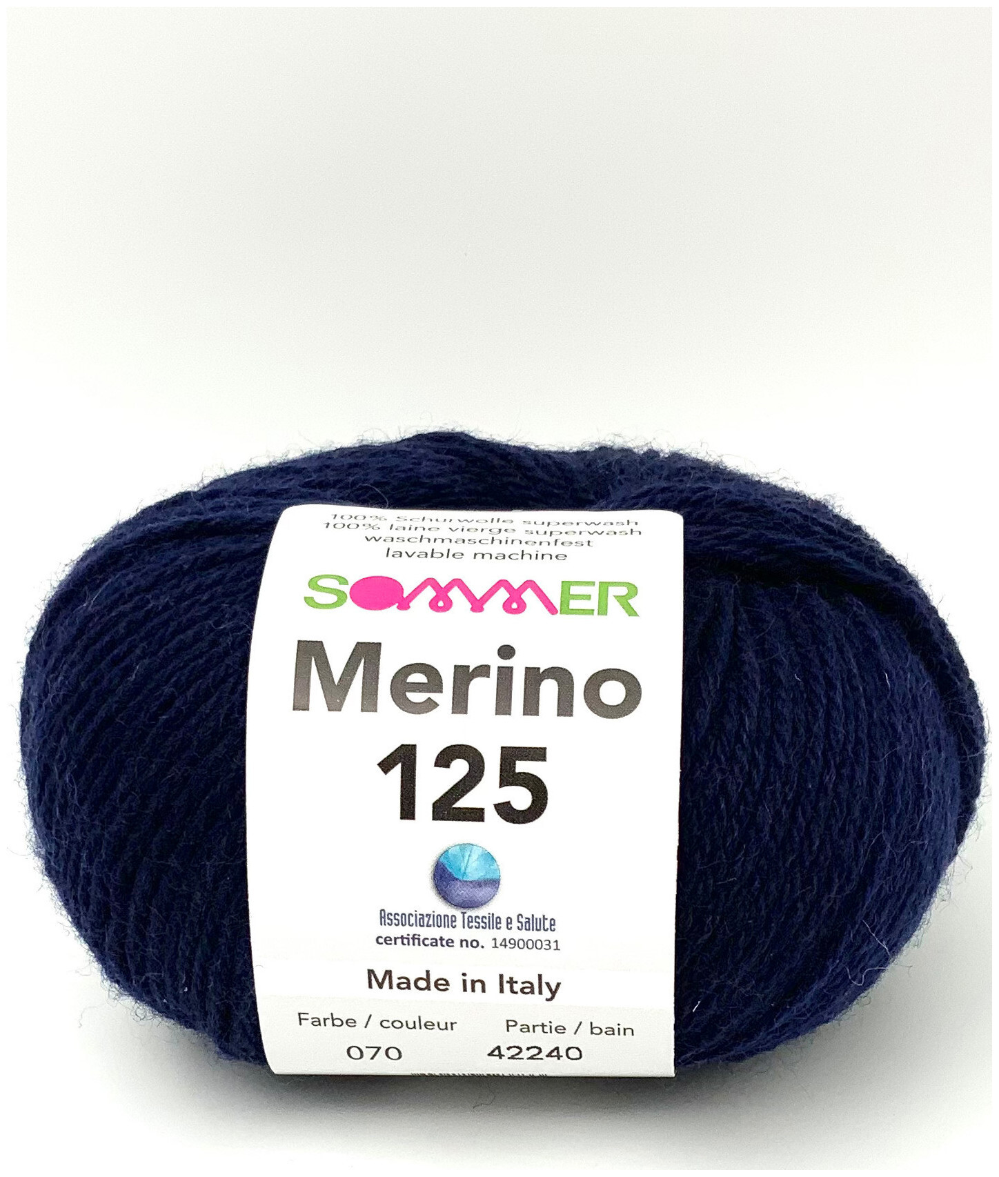 Image of Sommer Merino 125 70 Handstrickgarn 100% Merino Superwash marine 50g