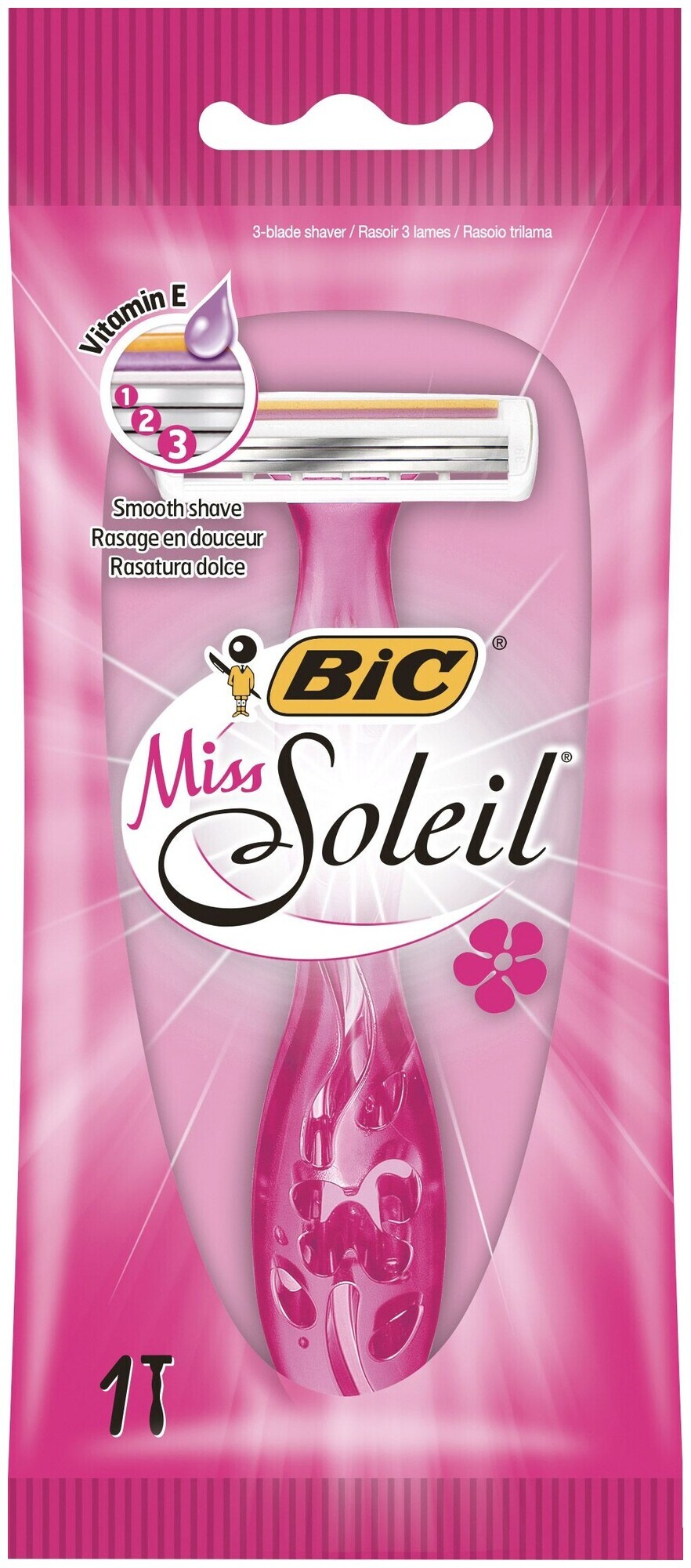 BIC Miss Soleil Rasoir jetable pour femme - 3 lames - Paquet de 1 pièce