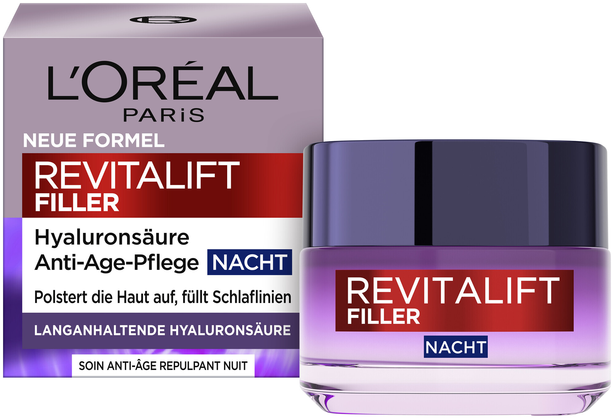 Image of L'Oréal Paris Revitalift Filler [+Hyaluronsäure] Intensiv Aufpolsternde Anti-Age Nachtpflege, 50ml