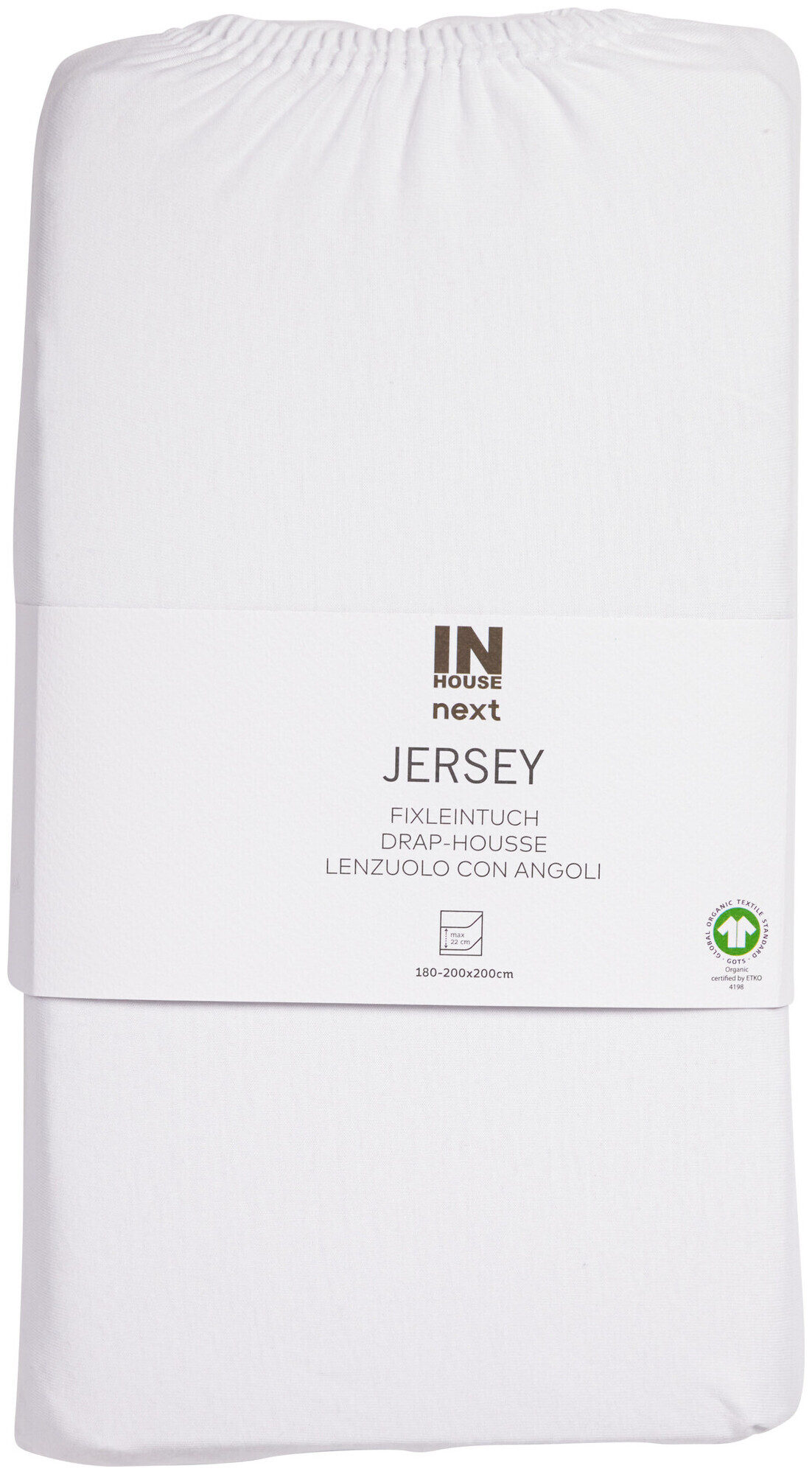 Image of Inhouse Fixleintuch Gots Jersey 180x200 weiss