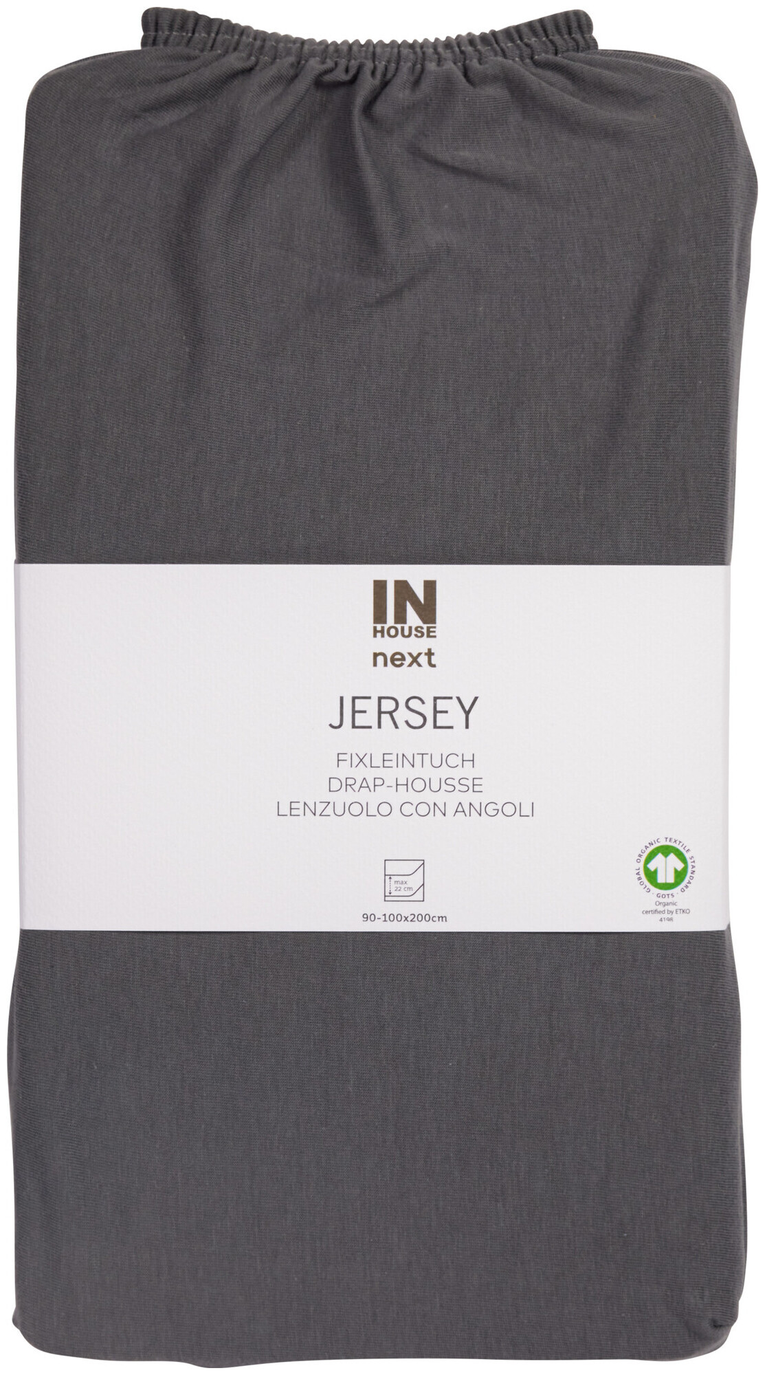 Image of Inhouse Fixleintuch Gots Jersey 90x200 anthrazit