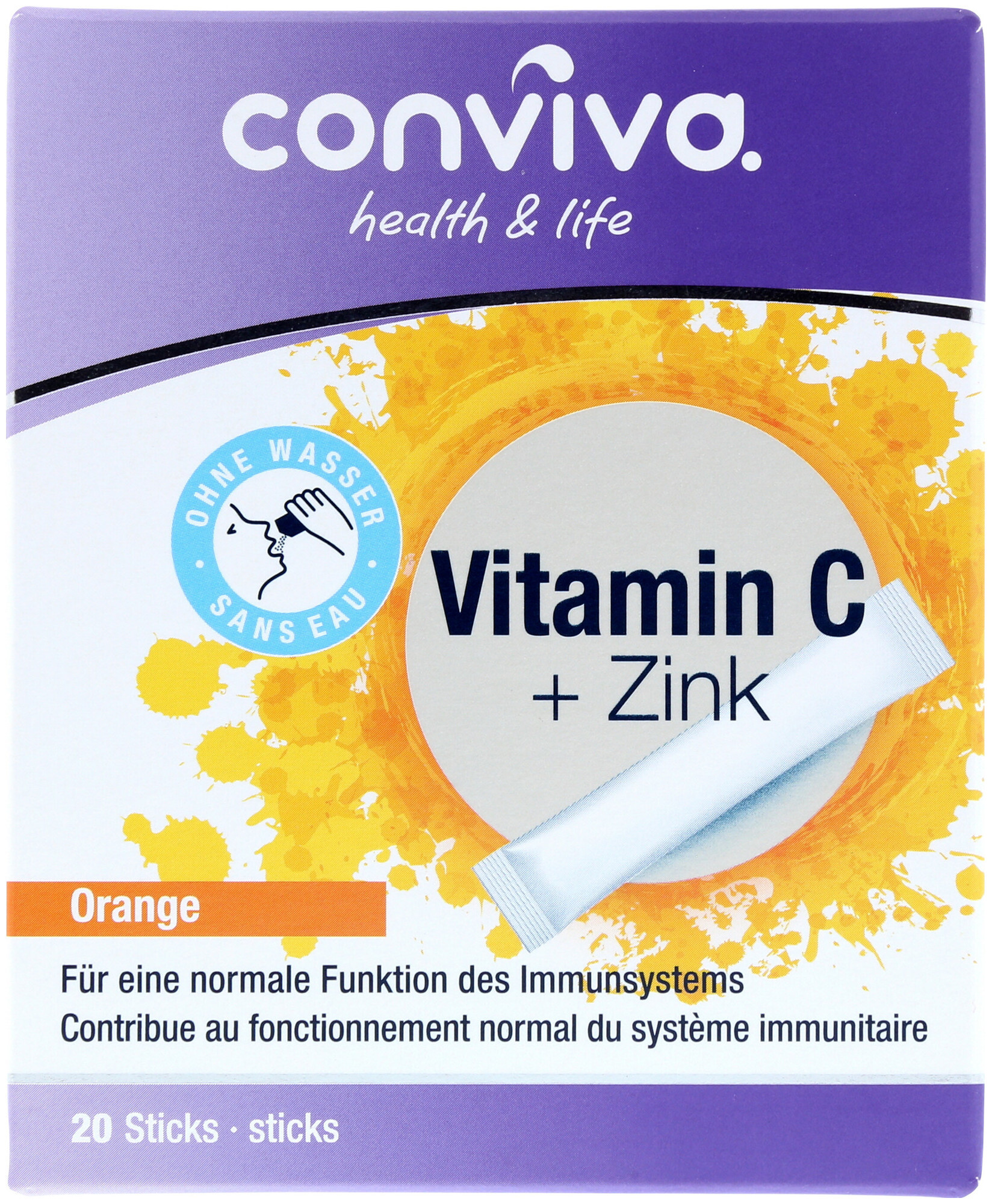 Image of conviva Vitamin C + Zink & Orange Sticks 20 Stück