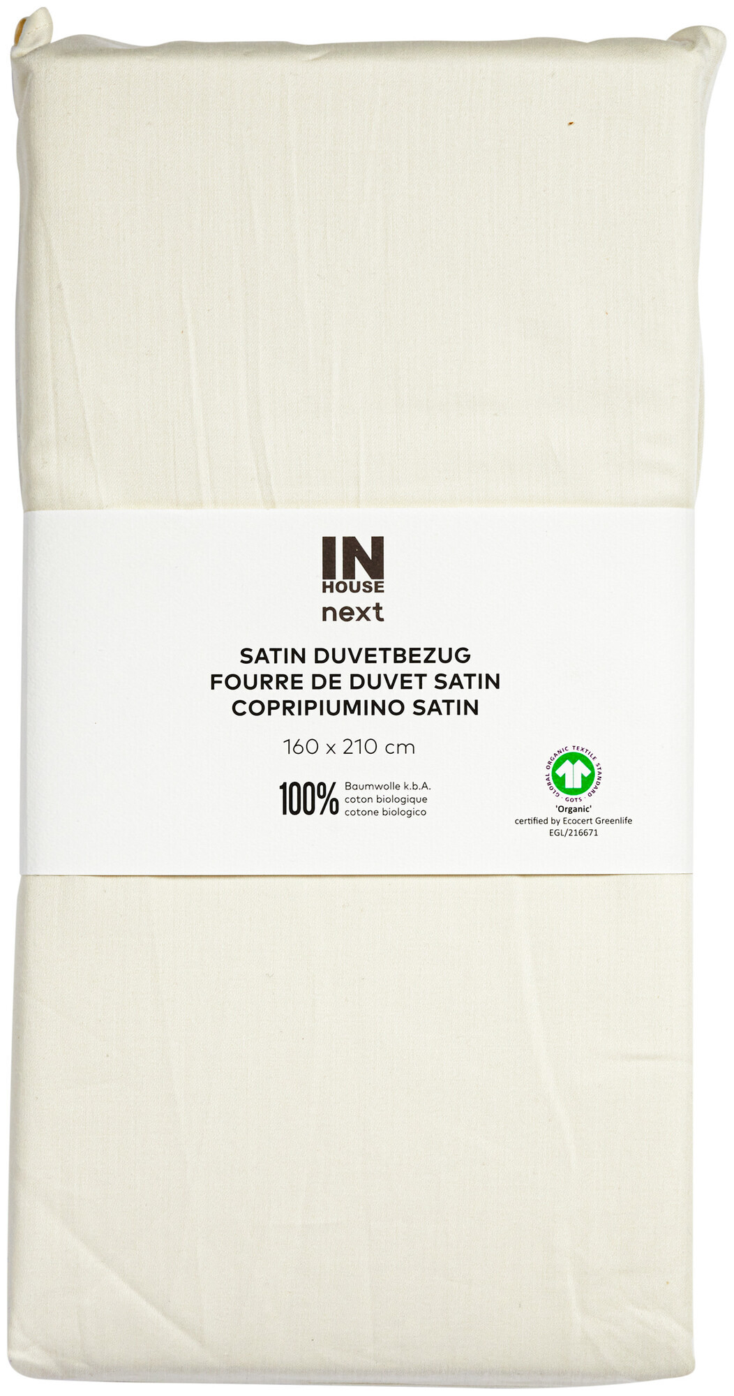 Image of Inhouse Duvet Gots Satin 160x210 ecru