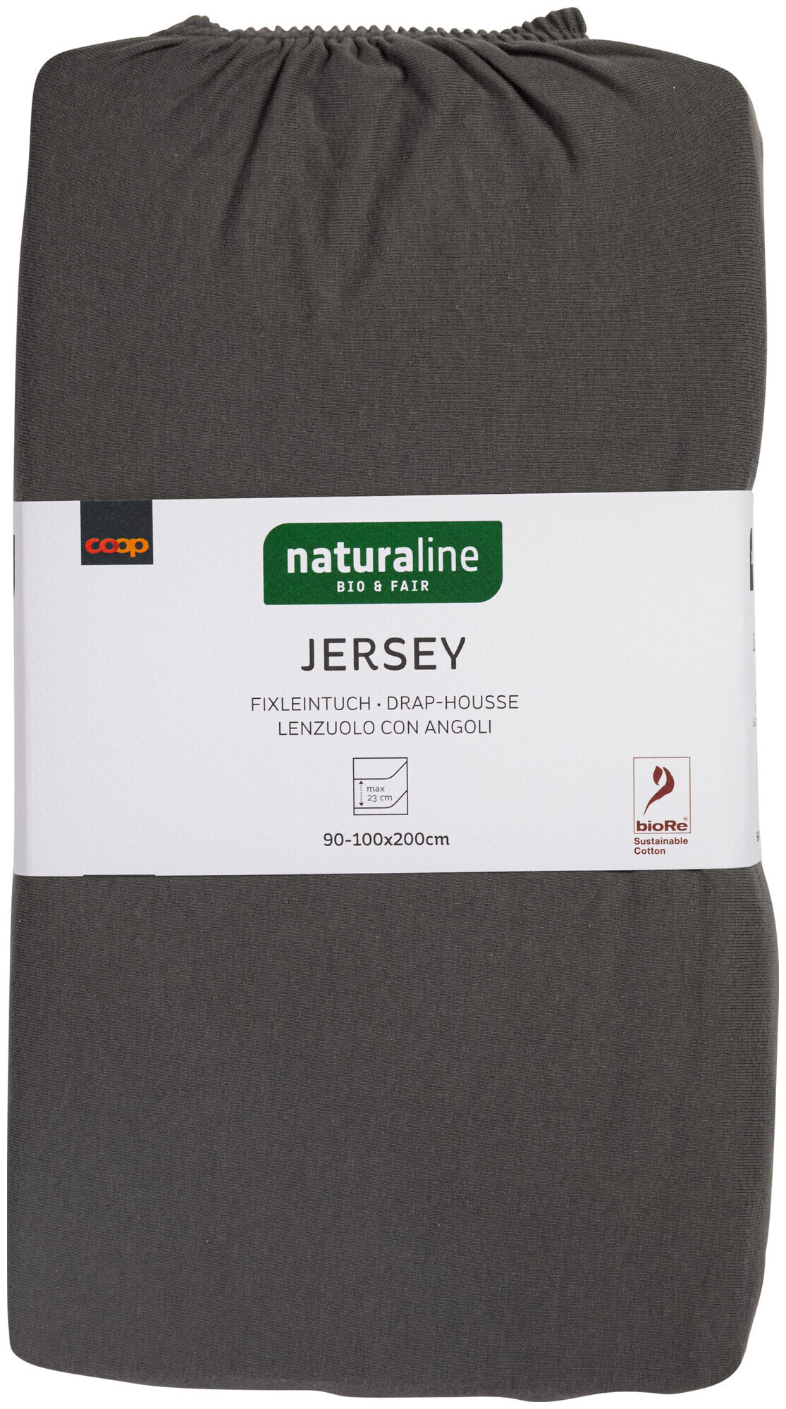 Image of Naturaline Textil Bio Fixl. Jersey 90x200 anthrazit