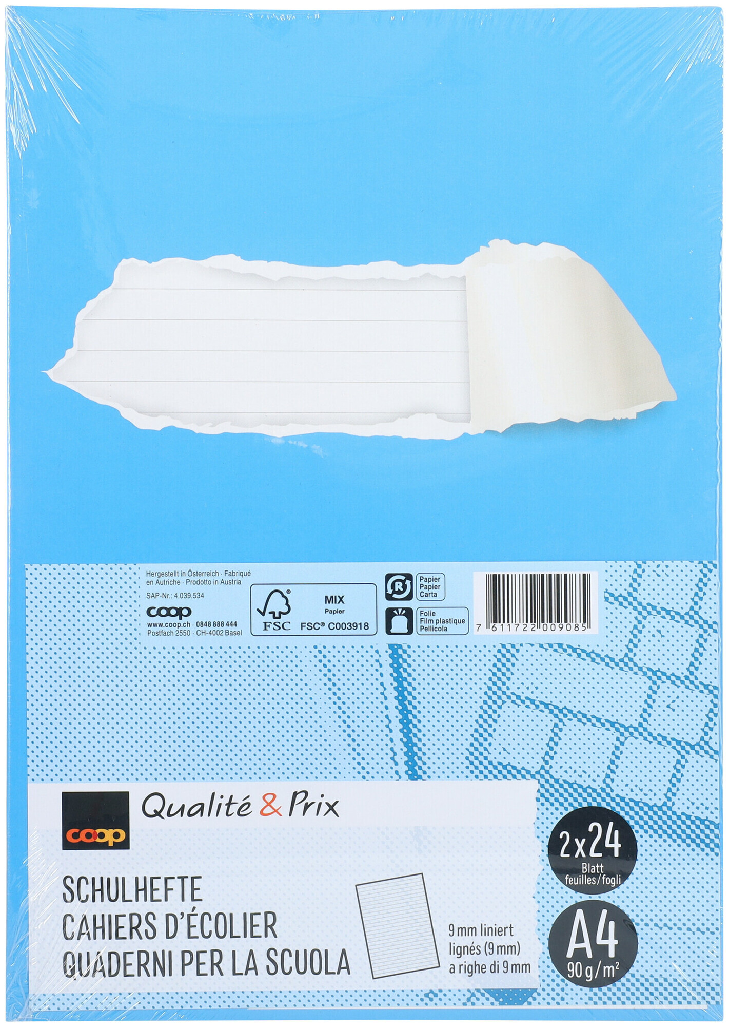 Image of Coop Qualité&Prix Schulhefte A4 9mm liniert ohne Rahmen 2 Stück