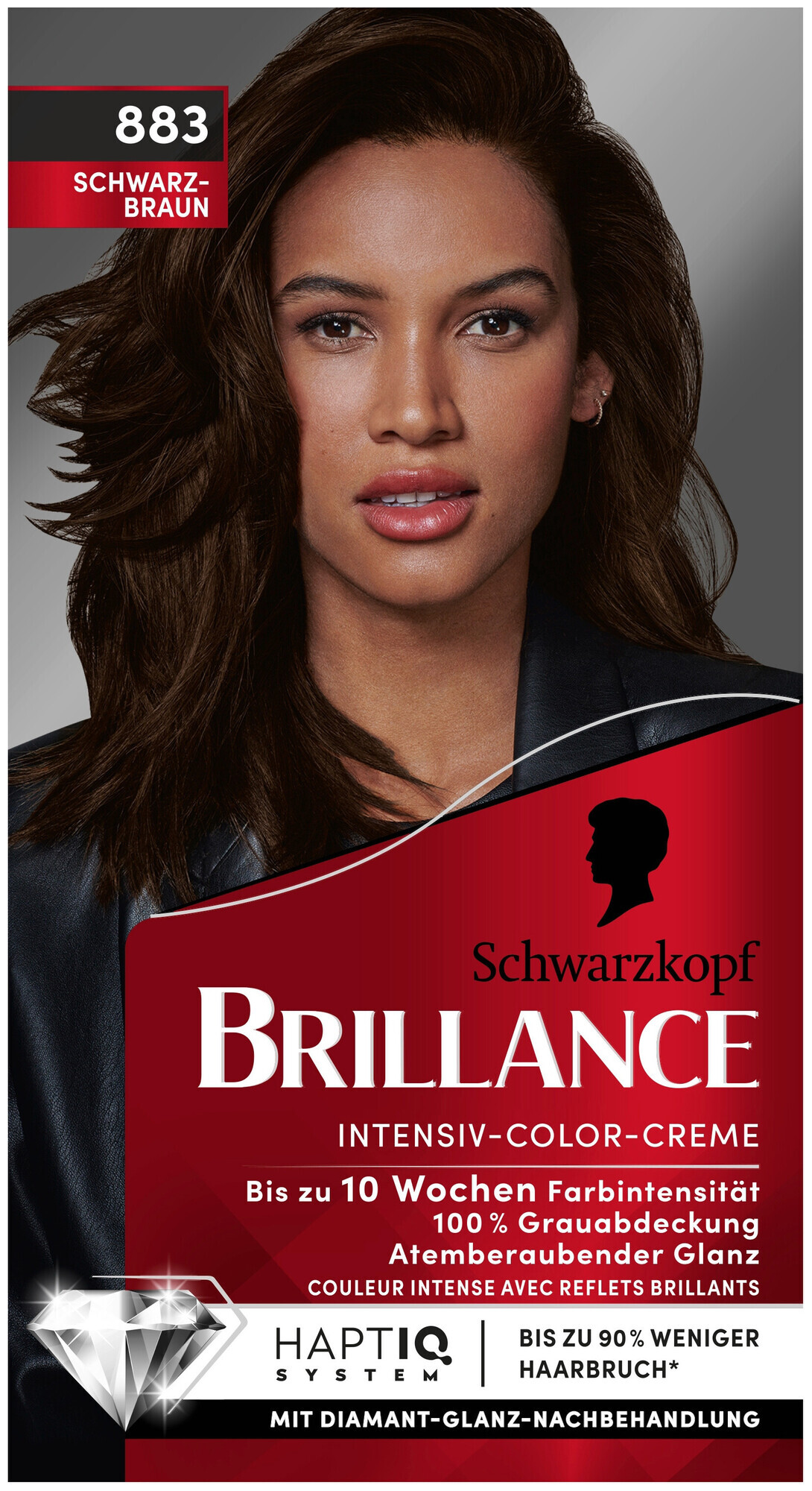 Image of Schwarzkopf Brillance Intensiv-Color-Creme 883 Schwarz-Braun 160 ml