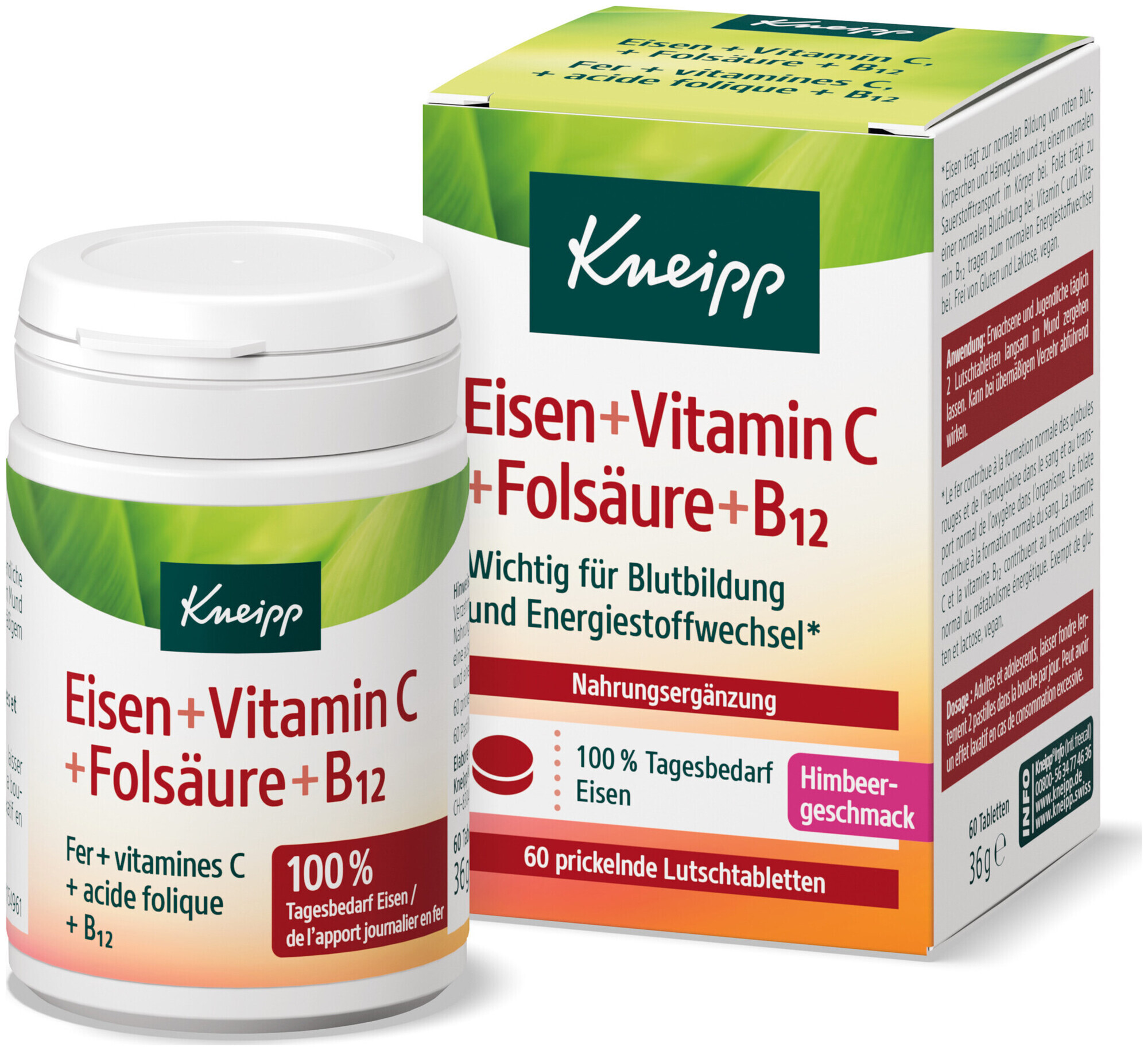 Image of Kneipp Eisen + Vitamin C, Folsäure & B12, 60 Lutschtabletten