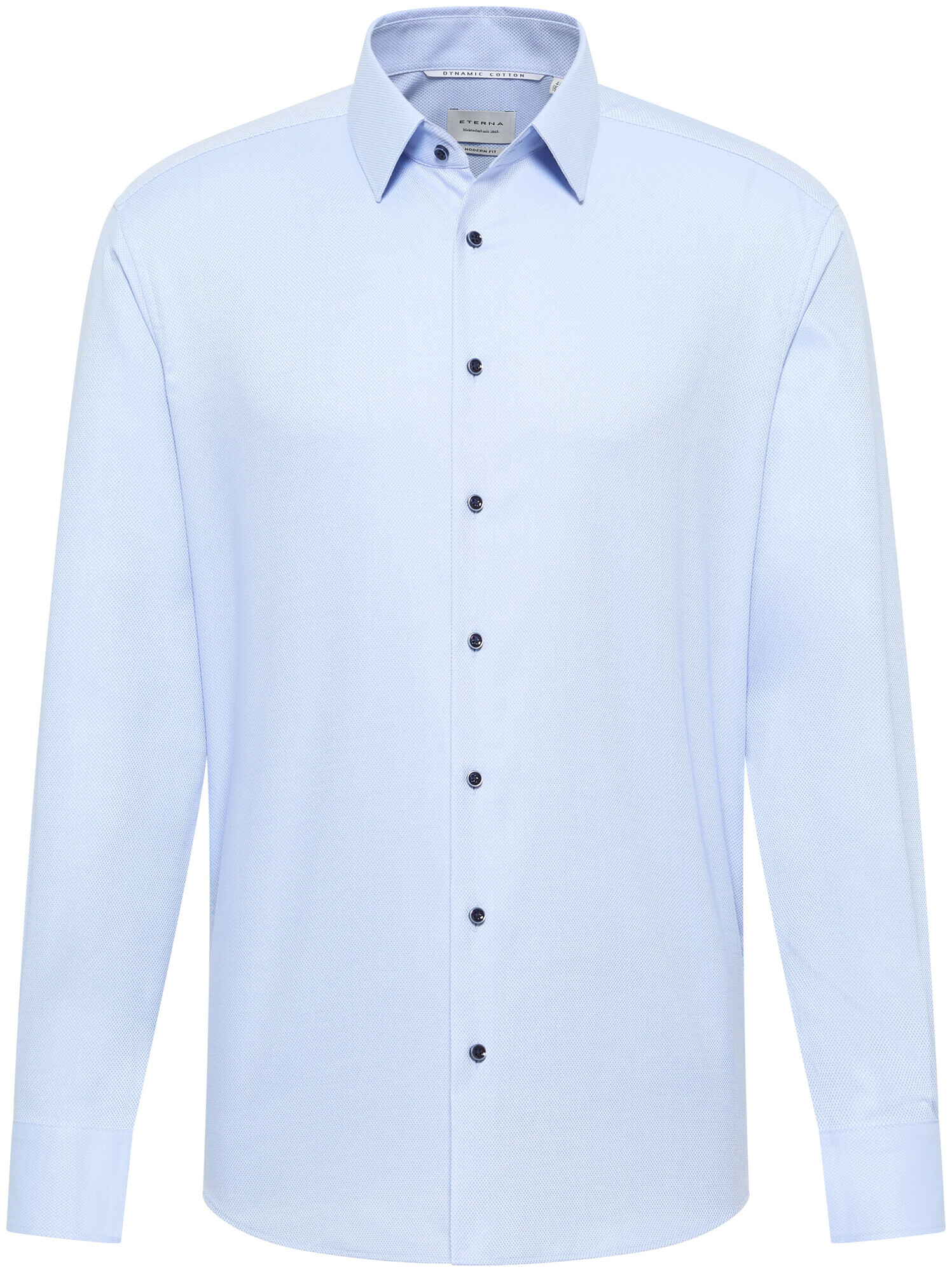Image of Eterna Langarm Modern FIT Struktur blau strukturiert