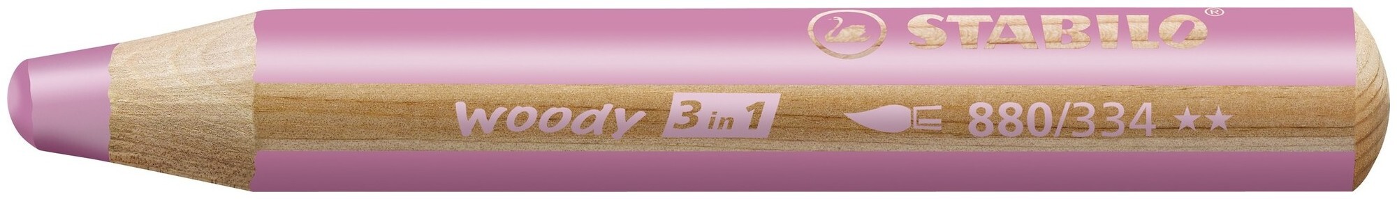 Crayon de couleur - Stabilo woody 3 in 1 - une pièce - rose