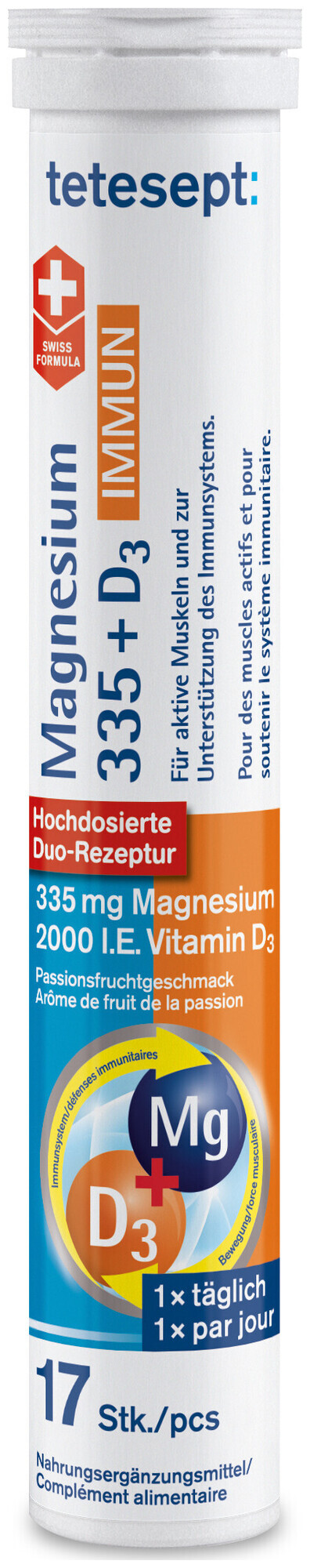 Image of Tetesept Magnesium 335+ Vitamin D3 Immun Brause 17 Stück