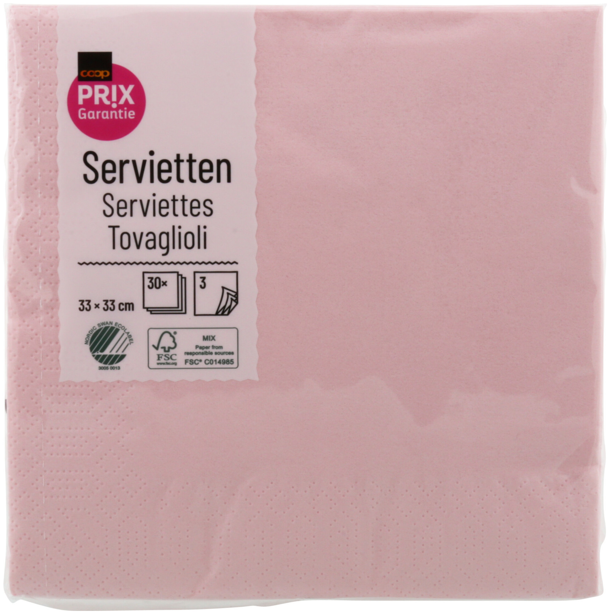 Prix Garantie Servietten rosa 33cm 30 Stück