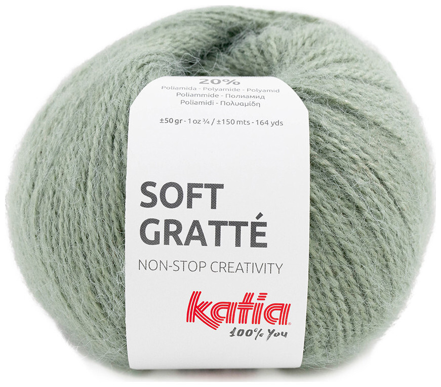 Image of Katia Soft Gratté 61 Handstrickgarn mit Mohair-Effekt für sensible Haut olive 50g