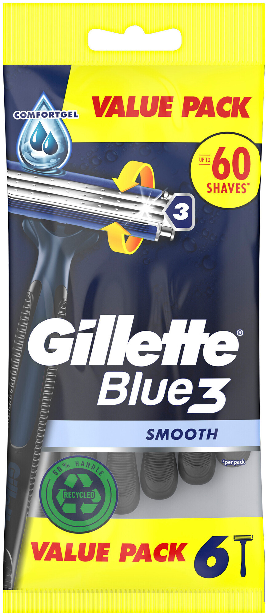 Rasoir jetable Gillette Blue3 Smooth 6 pièces