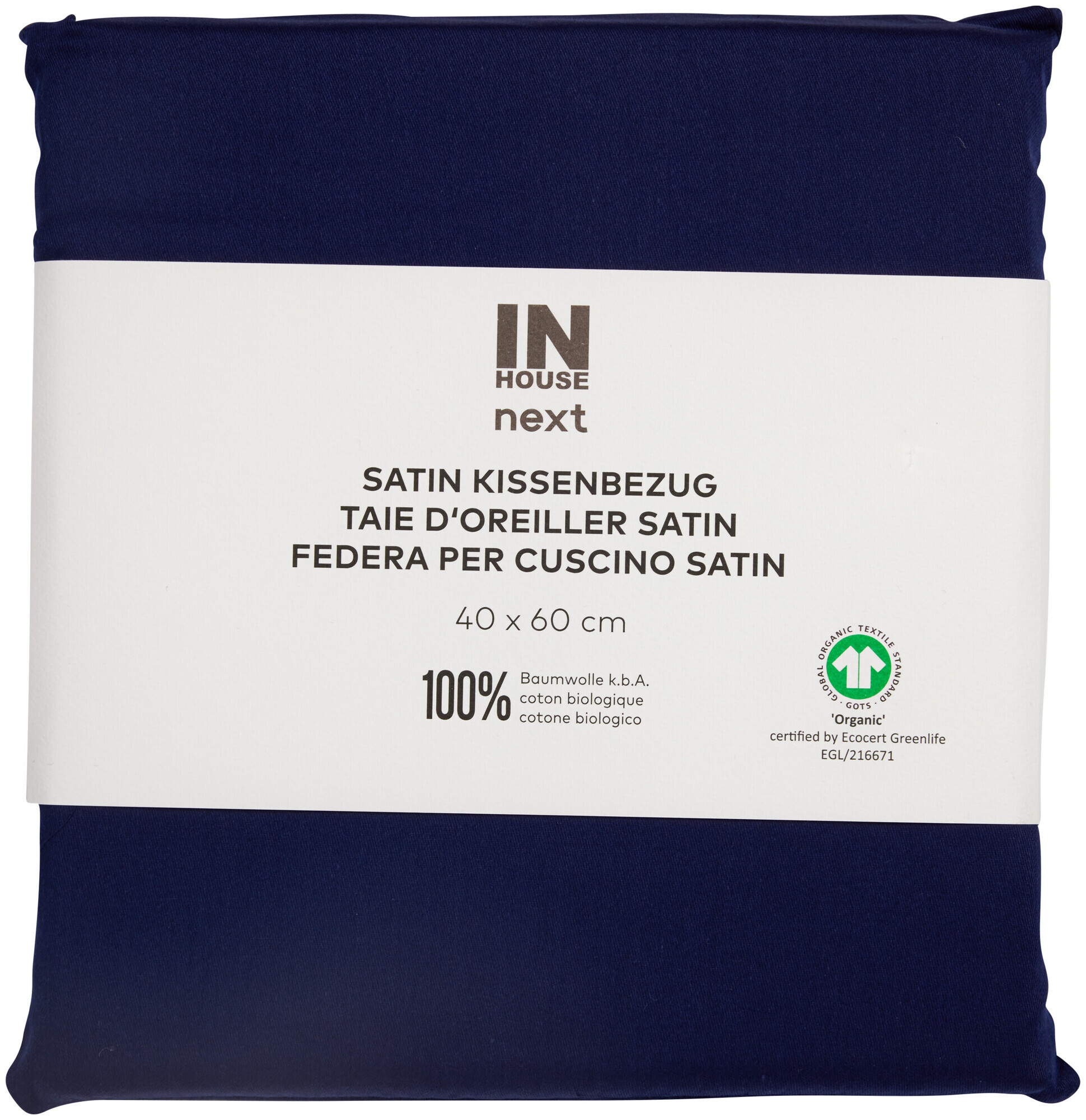 Image of Inhouse Kissen Gots Satin 40x60 marine