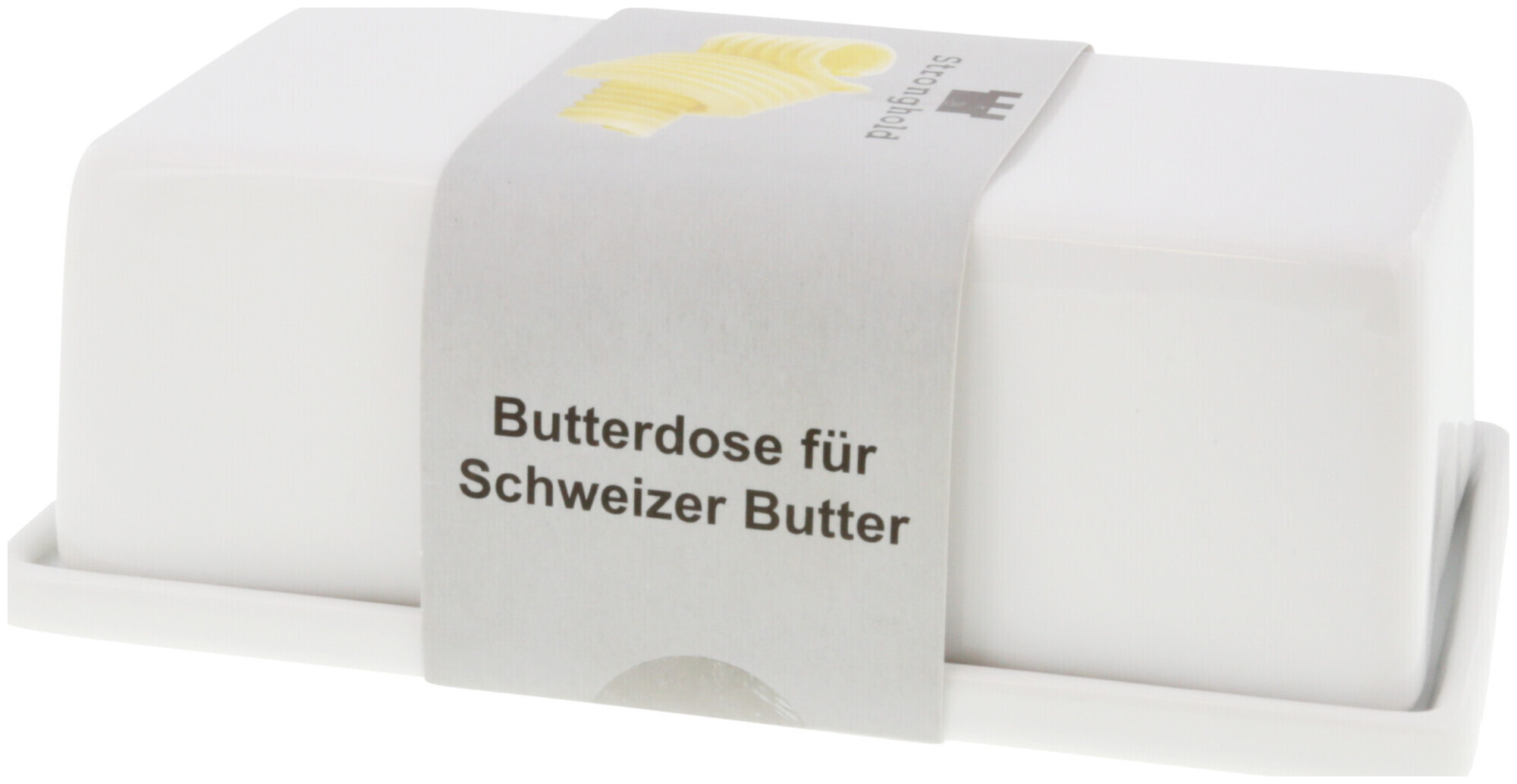 Image of Butterdose für Schweizer Butter Porzellan weiss