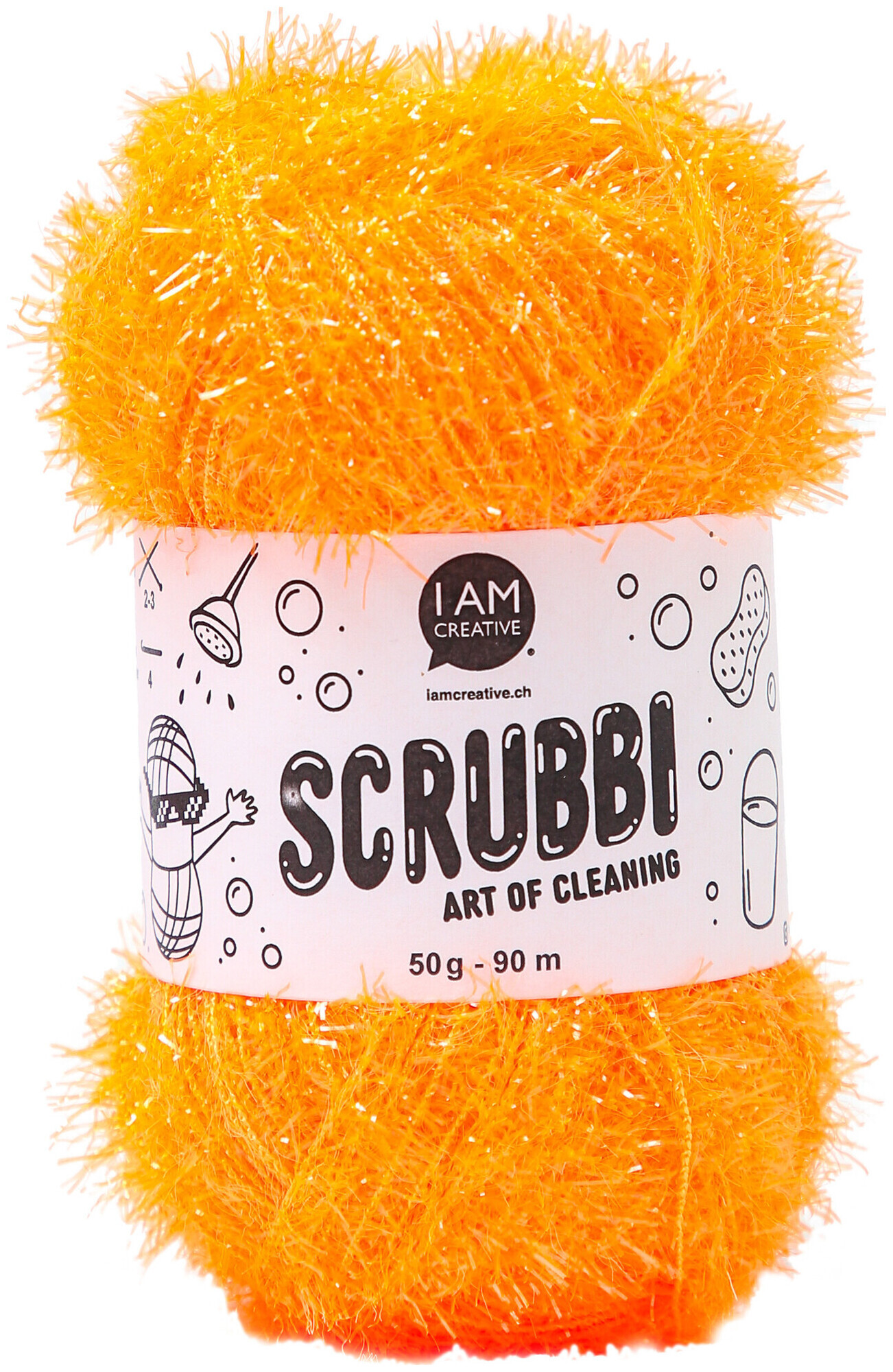 Image of I AM Creative Scrubbi Schwammgarn für Häkeln Stricken & Weben neonorange 50 g 90 m