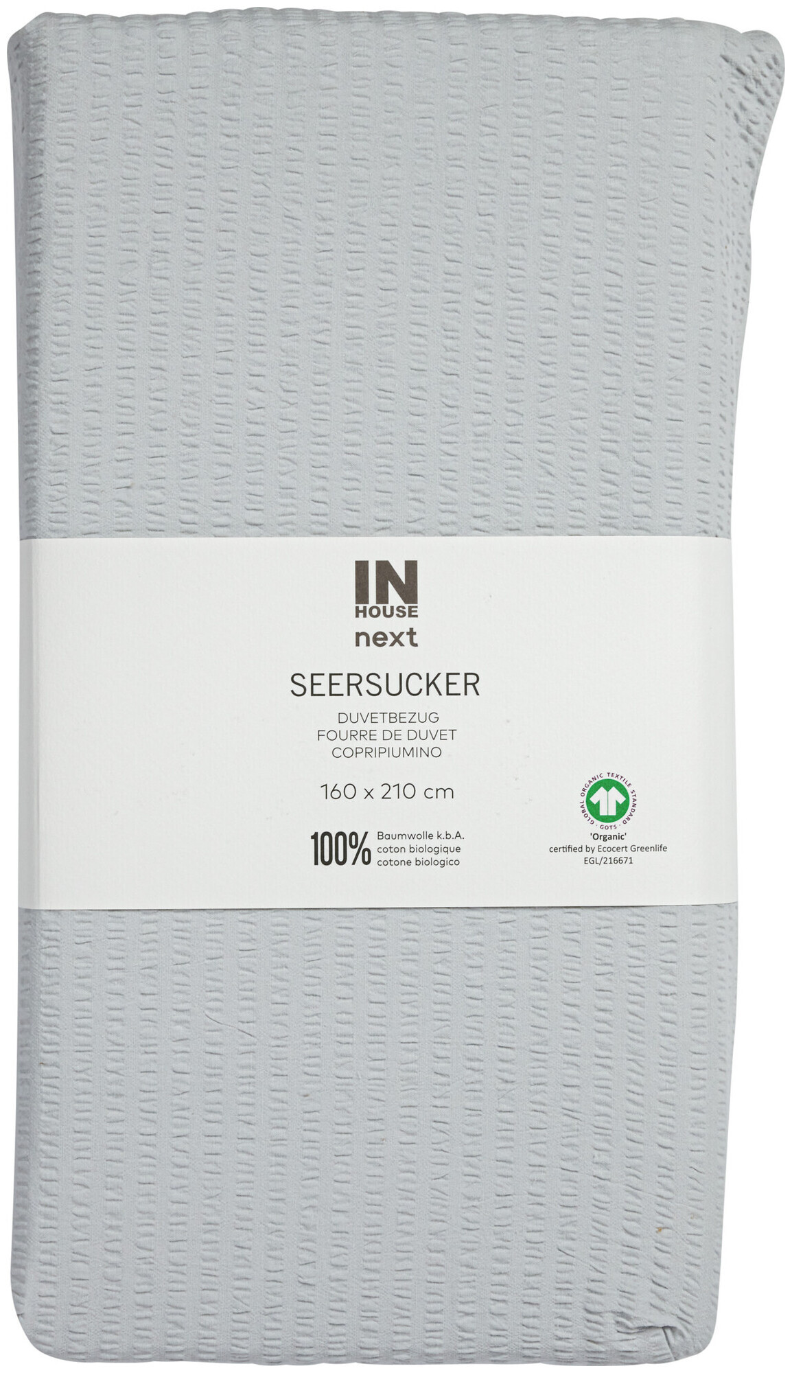 Image of Inhouse Duvet Gots Seersucker 160x210 silber