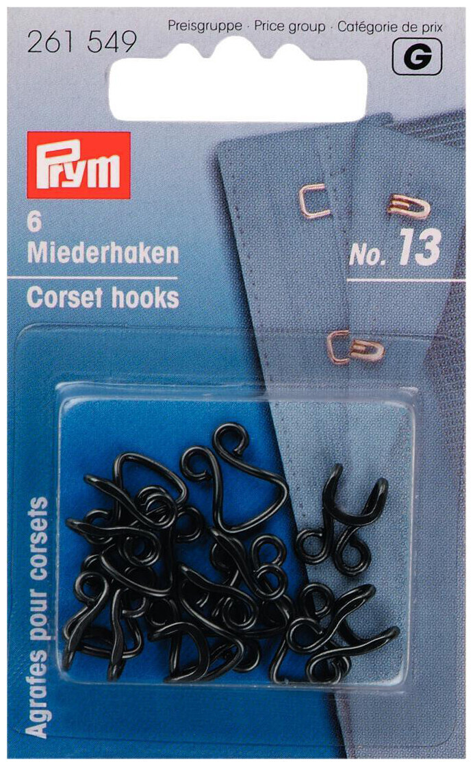 Image of Prym Miederhaken + Augen gross schwarz Nr. 13 6 Stk.